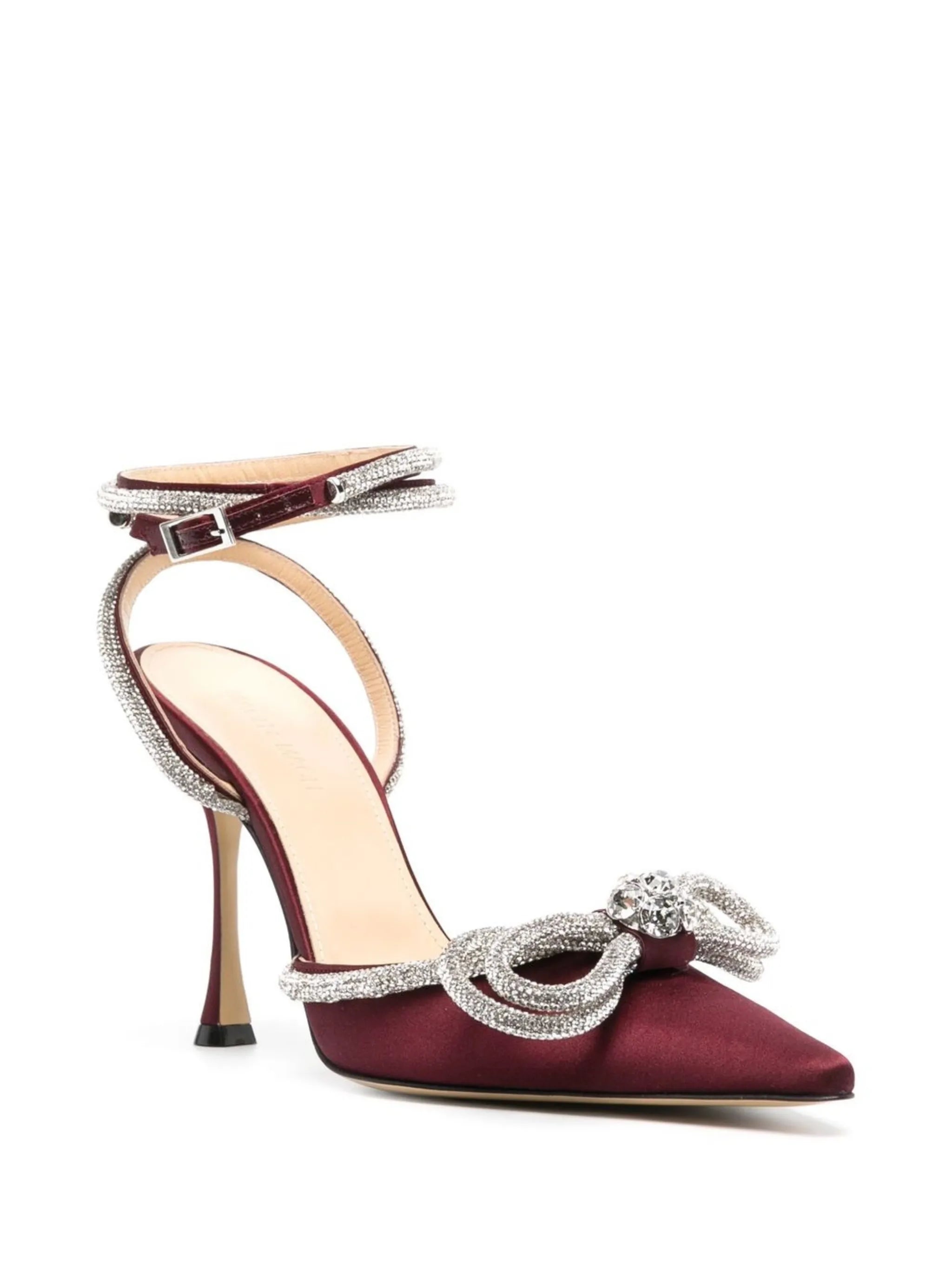 Double Bow 110mm crystal-embellished pumps