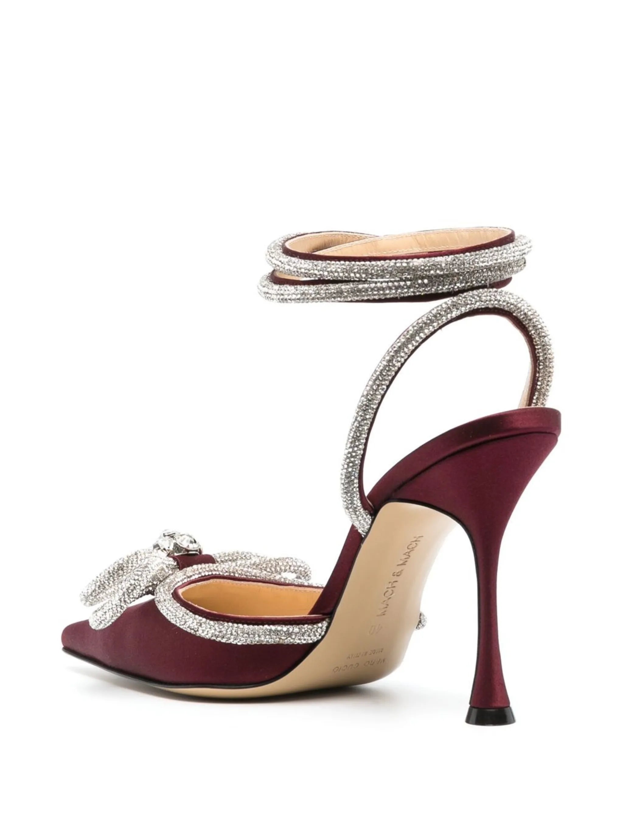 Double Bow 110mm crystal-embellished pumps