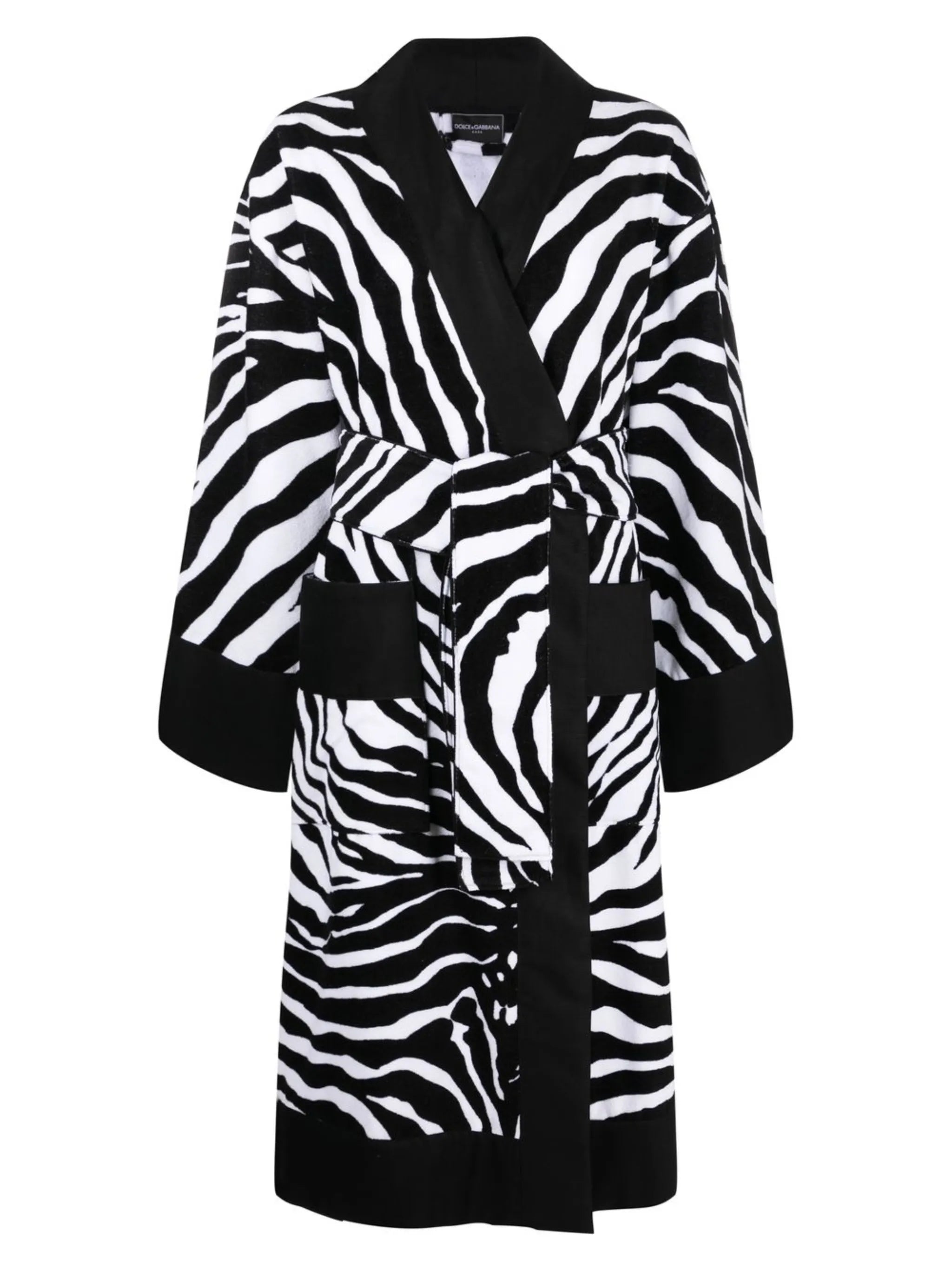 zebra-print terry cotton bath robe