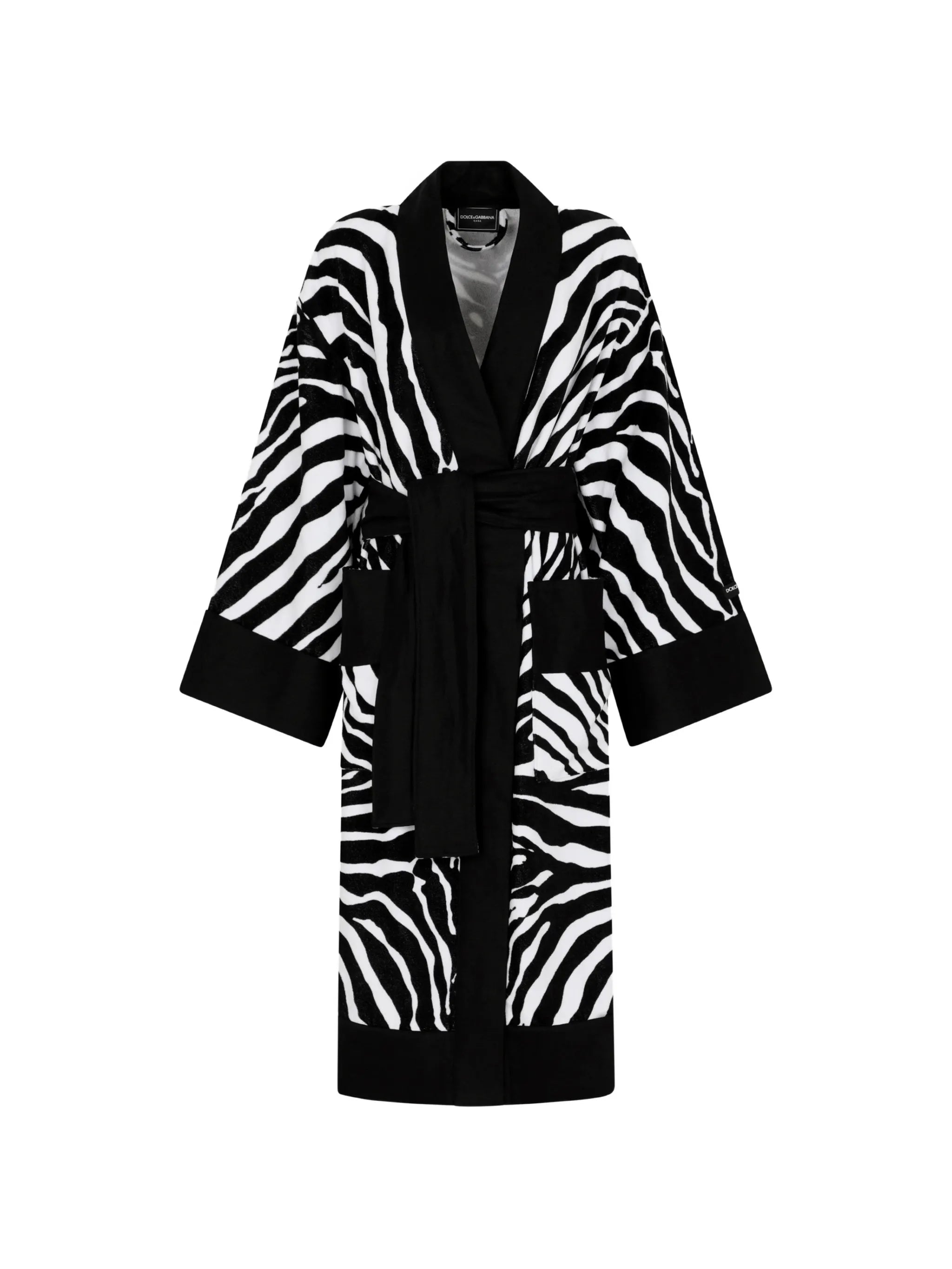 zebra-print terry cotton bath robe
