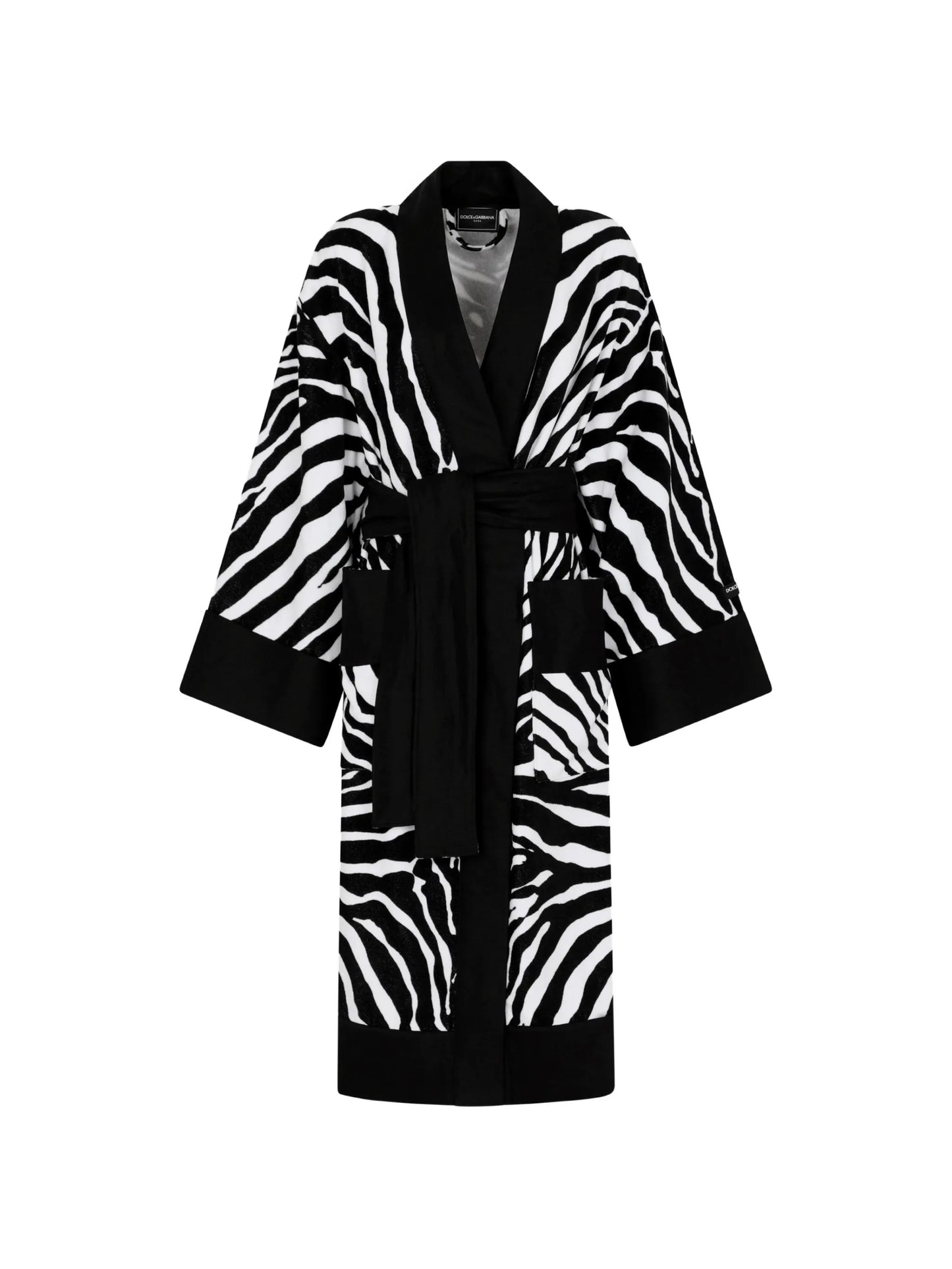 zebra-print terry cotton bath robe