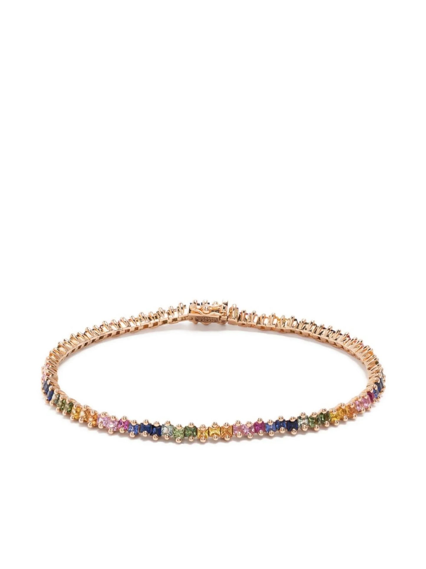 18kt rose gold Princess Midi Rainbow sapphire tennis bracelet
