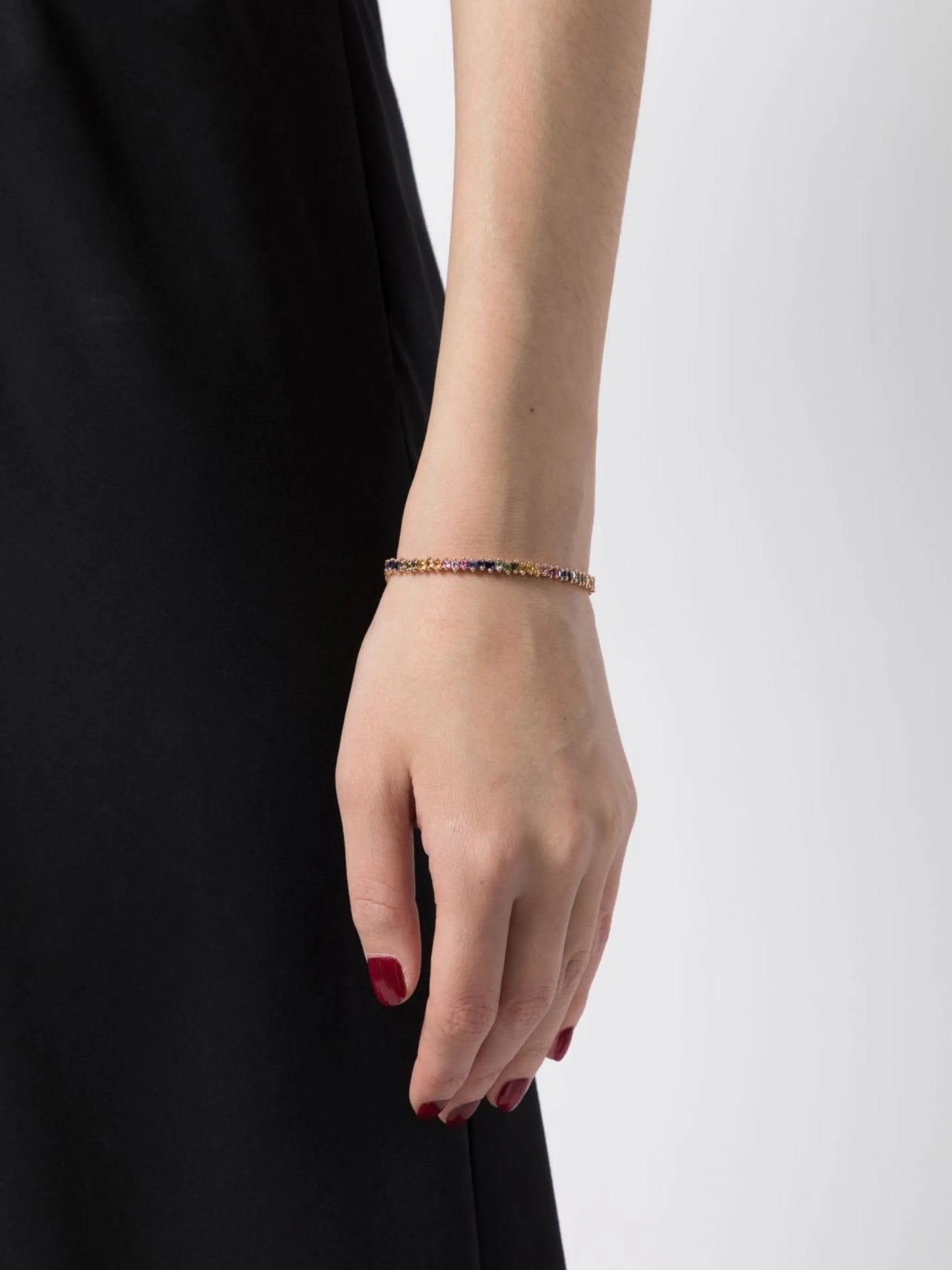 18kt rose gold Princess Midi Rainbow sapphire tennis bracelet