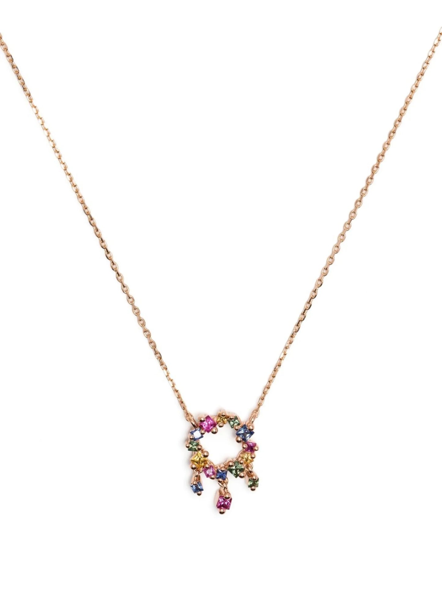 18kt rose gold Princess Rainbow mini sapphire cascade necklace