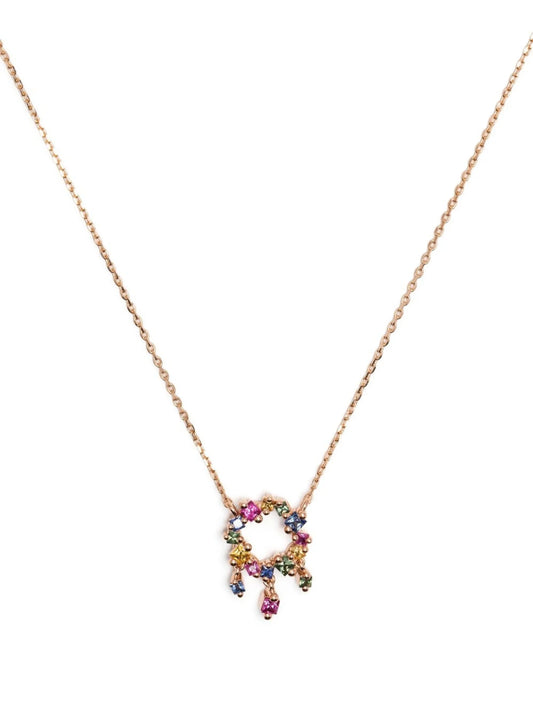 18kt rose gold Princess Rainbow mini sapphire cascade necklace