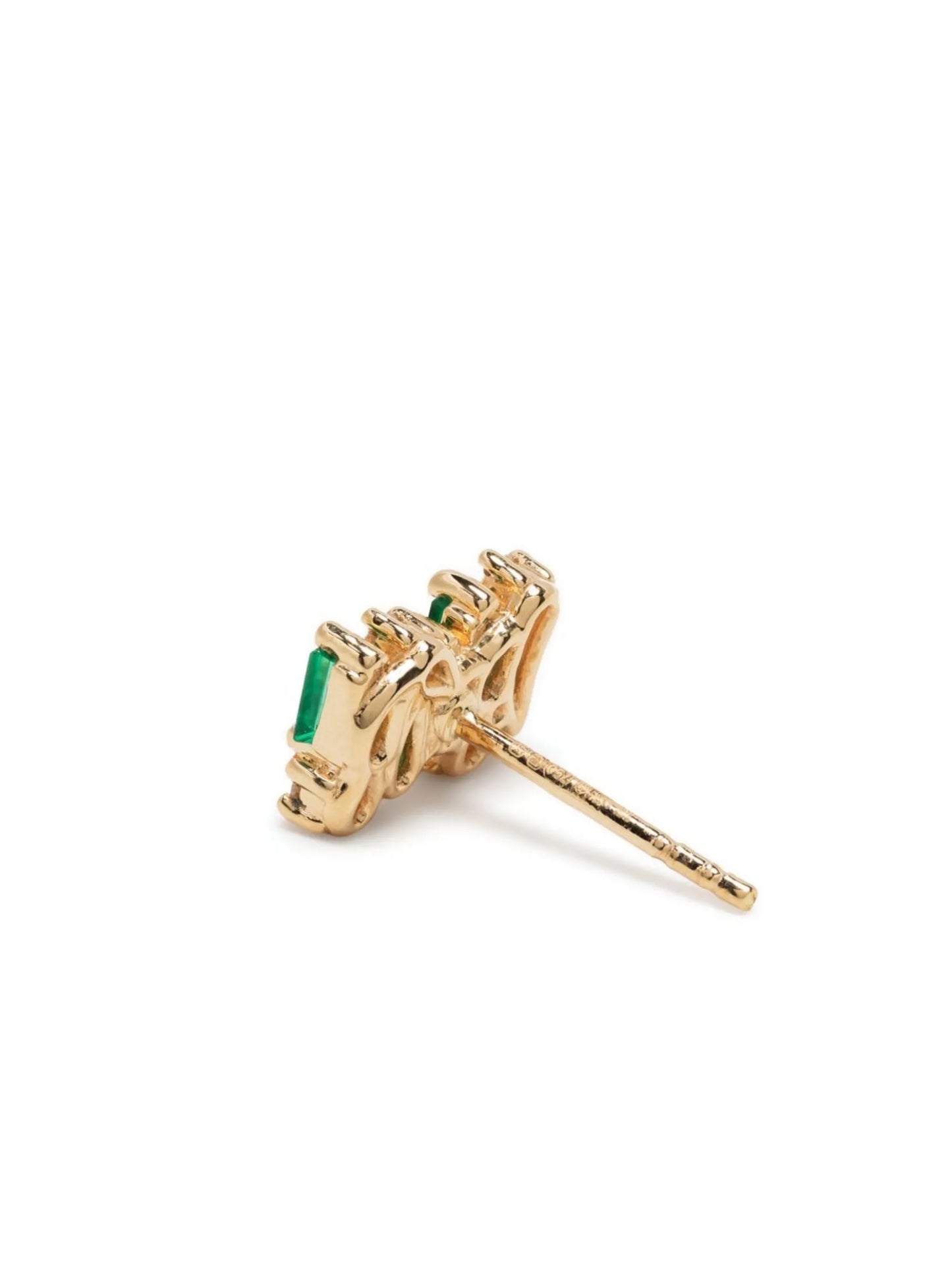 18kt yellow gold diamond and emerald stud earring