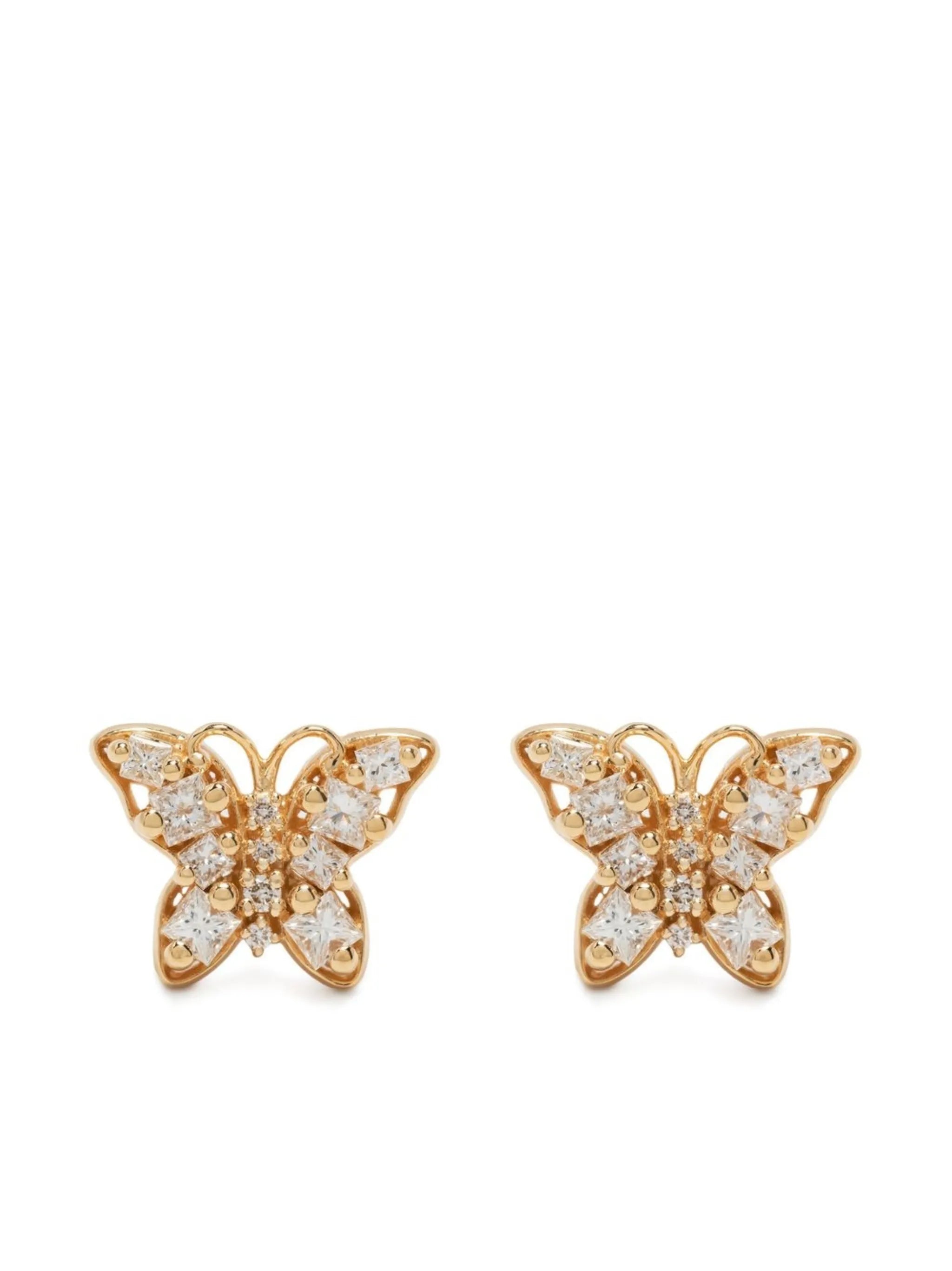 18kt yellow gold Fireworks Mini Butterfly diamond stud earrings