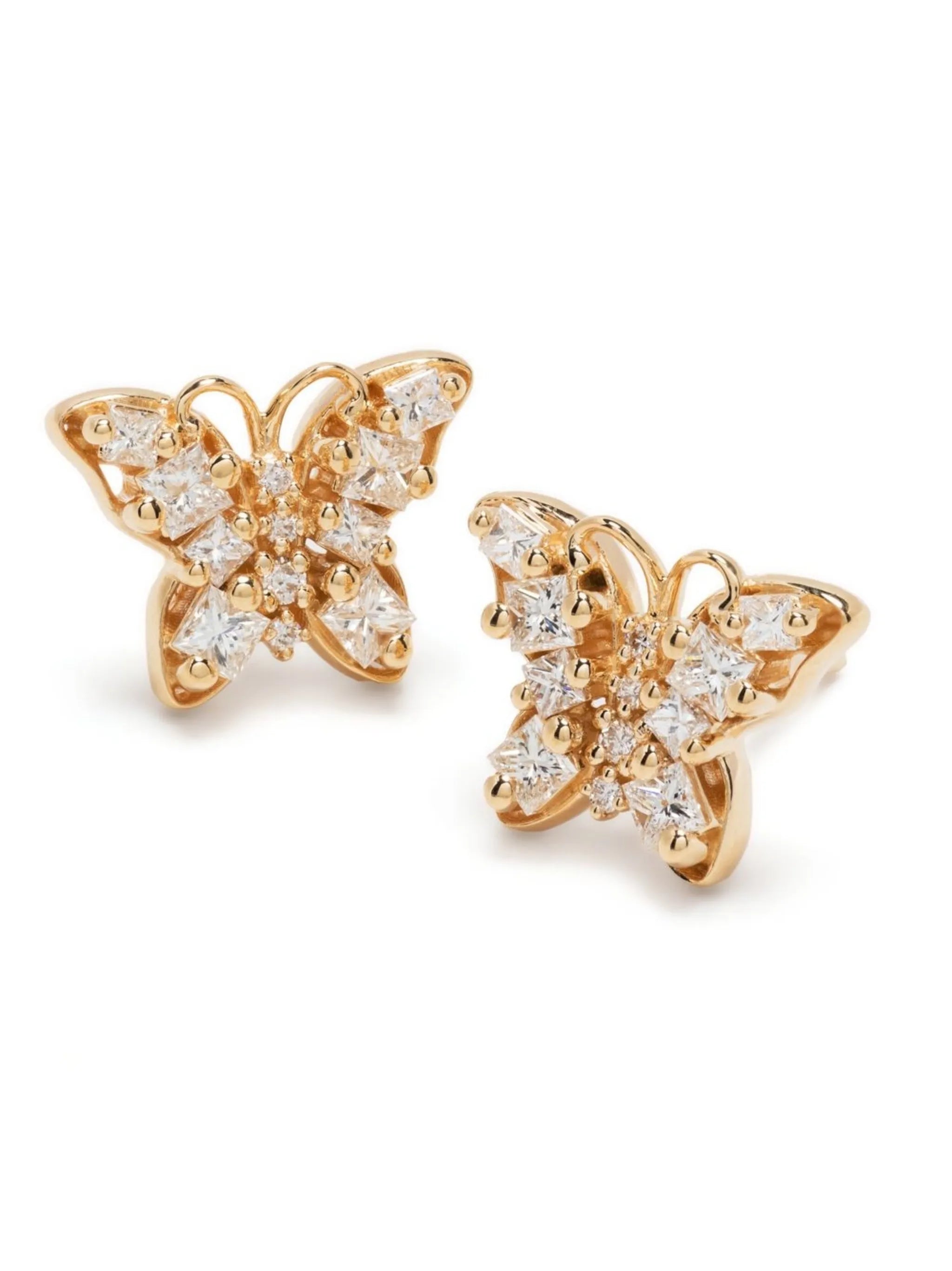 18kt yellow gold Fireworks Mini Butterfly diamond stud earrings