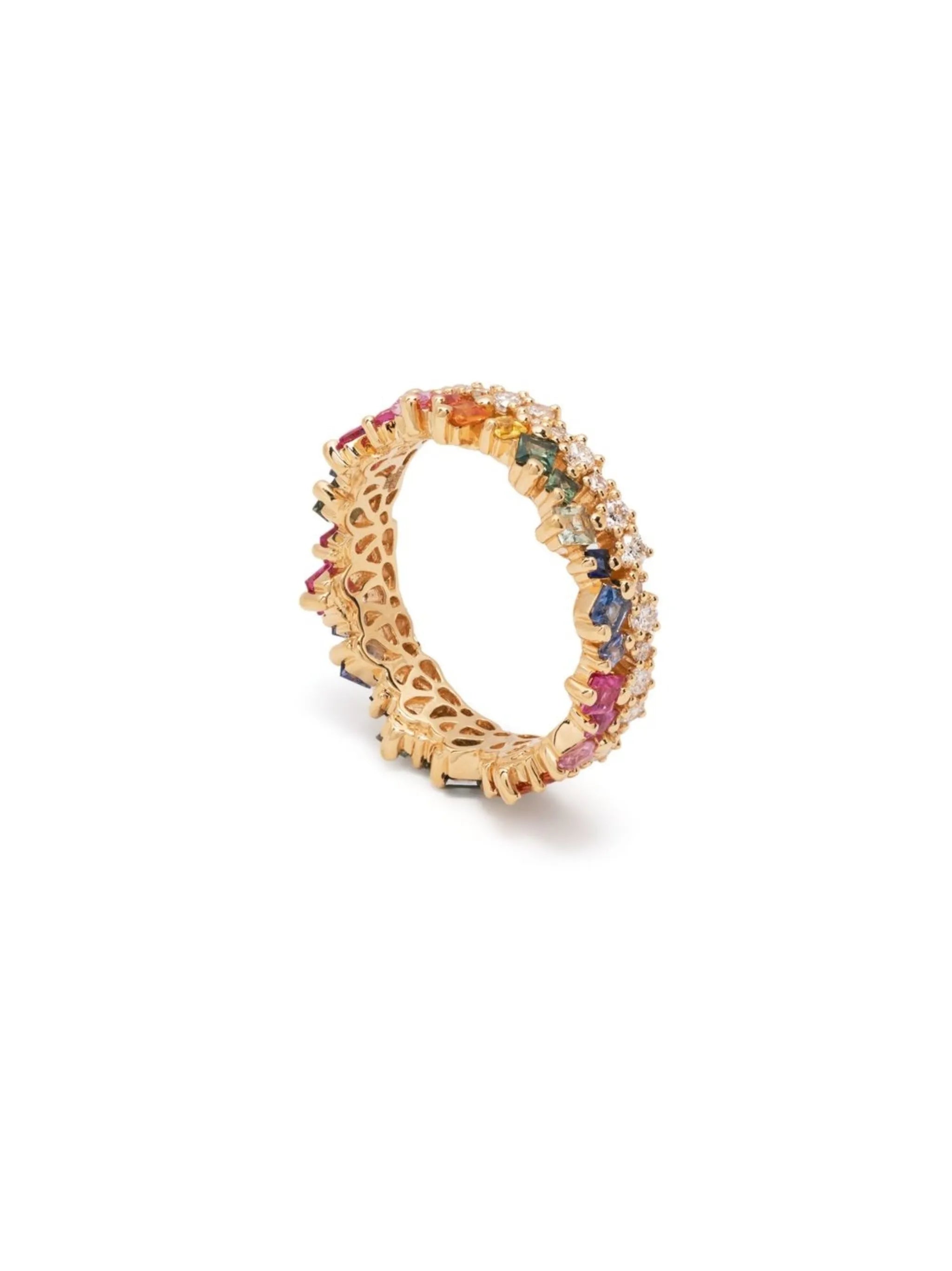 18kt yellow gold diamond and sapphire ring