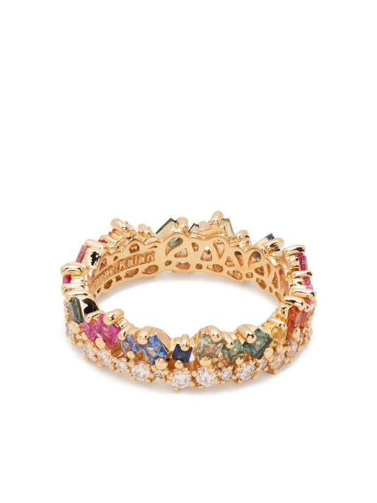 18kt yellow gold diamond and sapphire ring