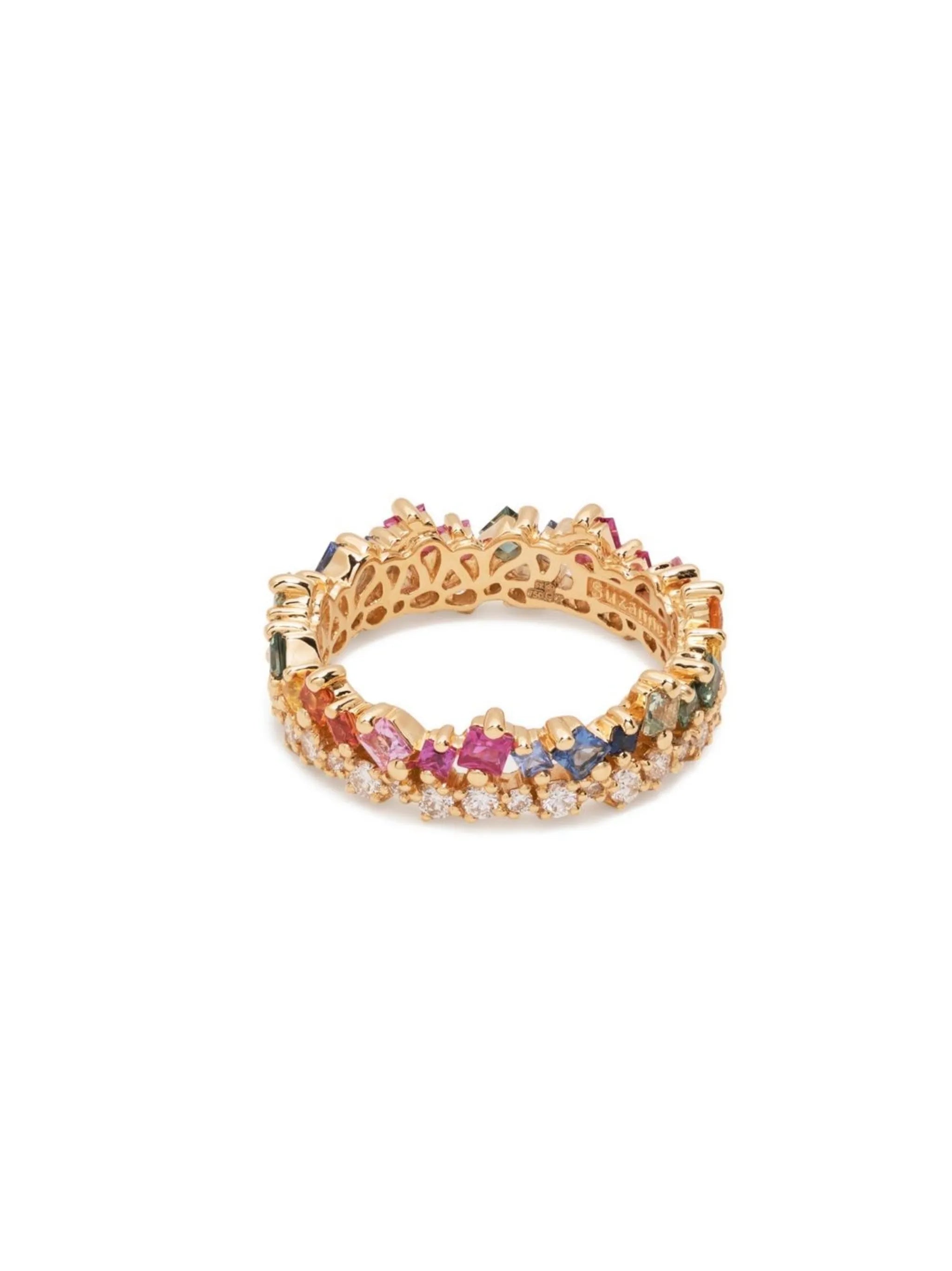 18kt yellow gold diamond and sapphire ring