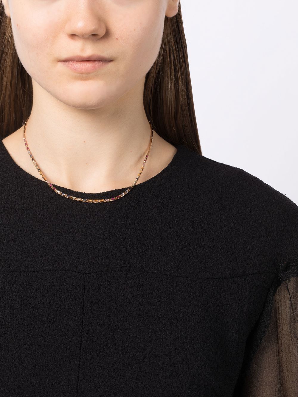 18kt rose gold sapphire tennis necklace