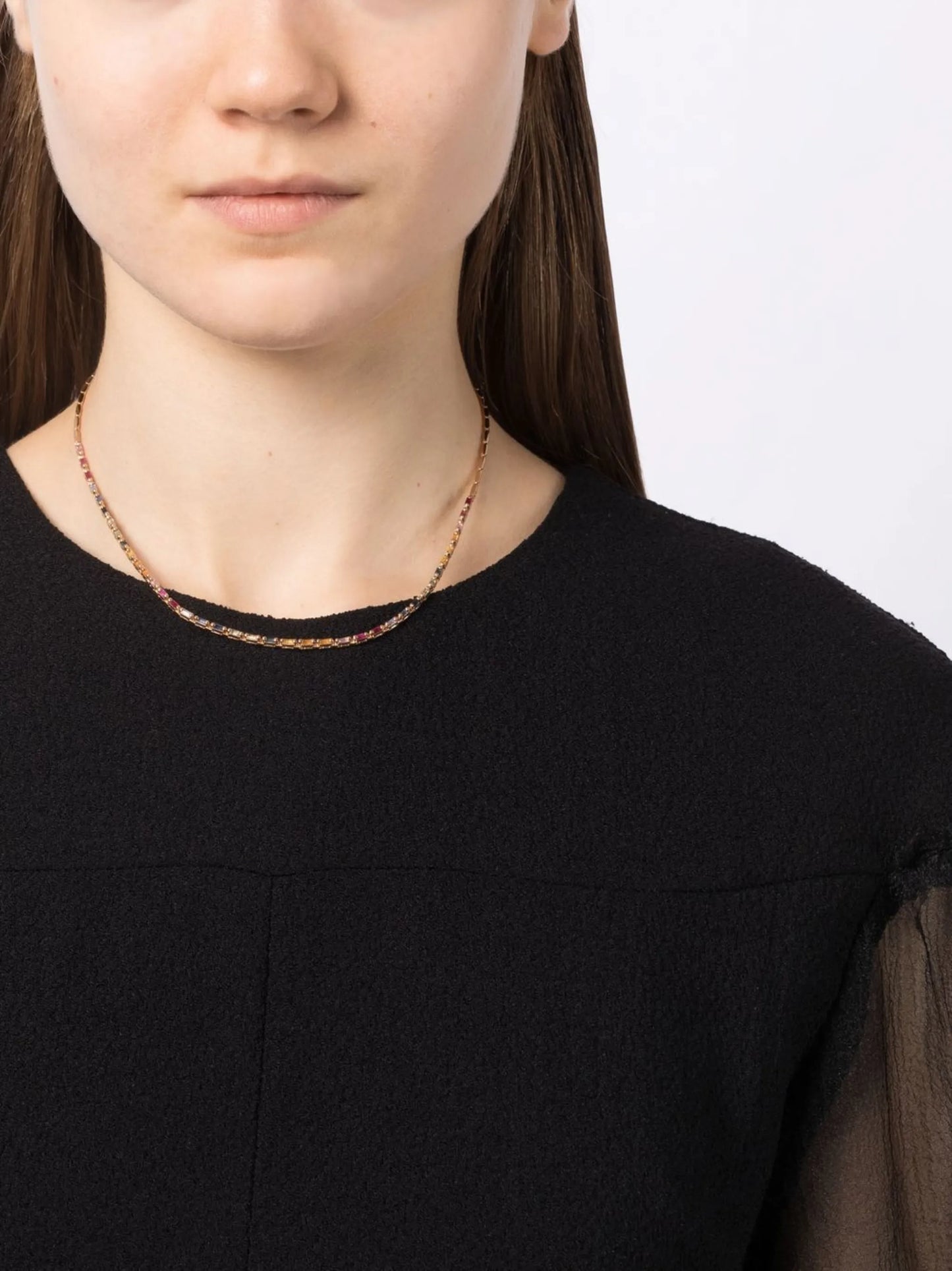 18kt rose gold sapphire tennis necklace