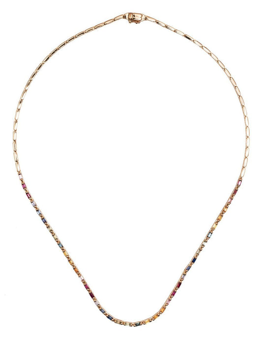 18kt rose gold sapphire tennis necklace