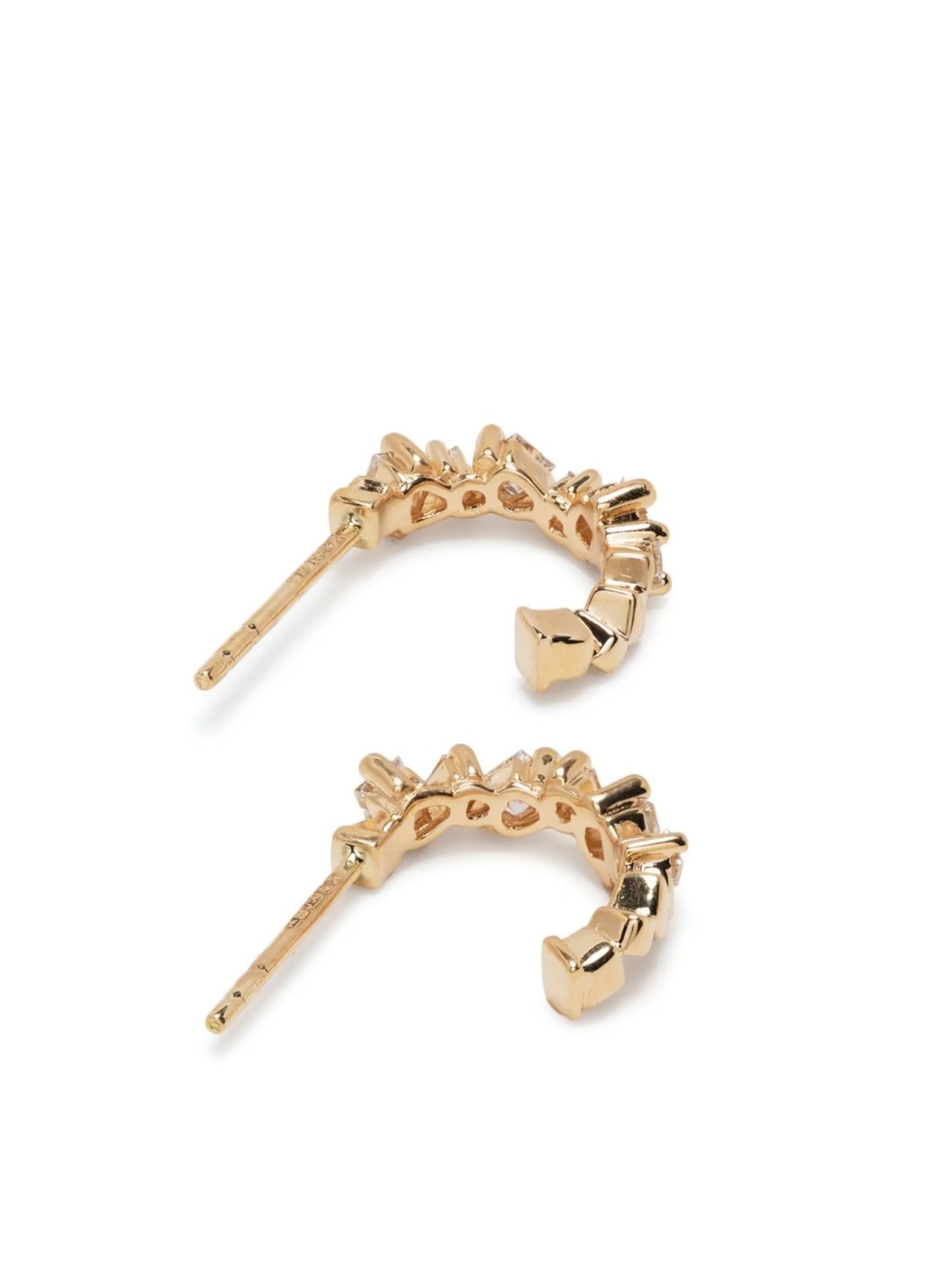 18kt yellow gold Princess Cut diamond hoop earrings
