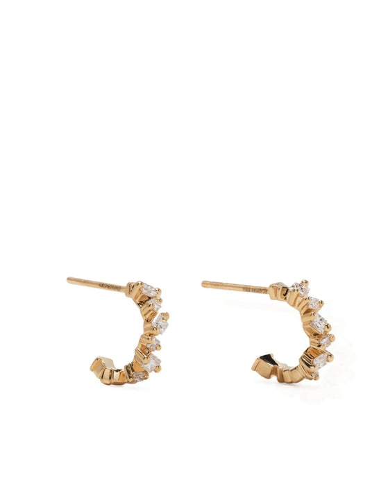 18kt yellow gold Princess Cut diamond hoop earrings