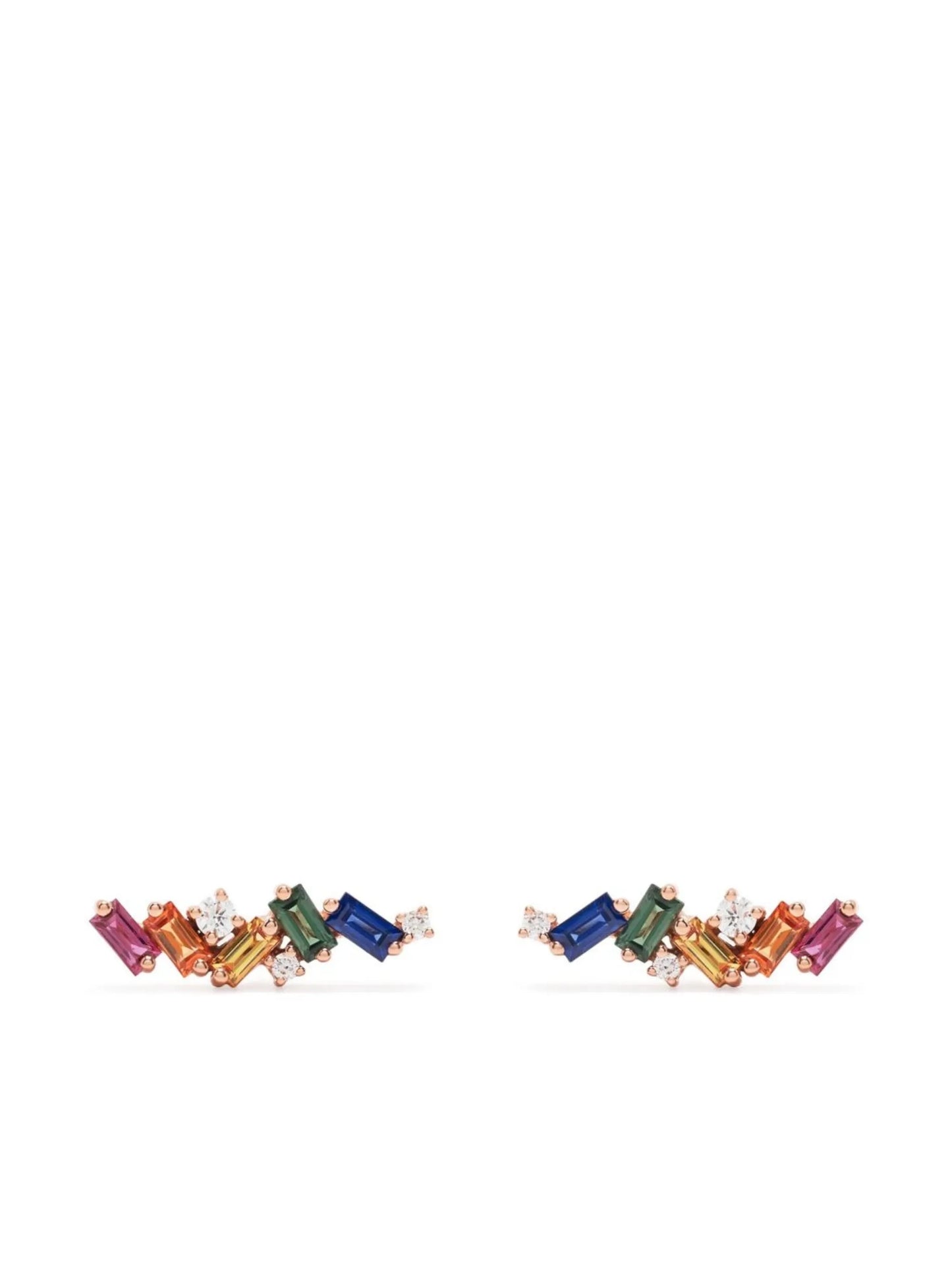 18kt rose gold Rainbow Zigzag diamond stud earrings