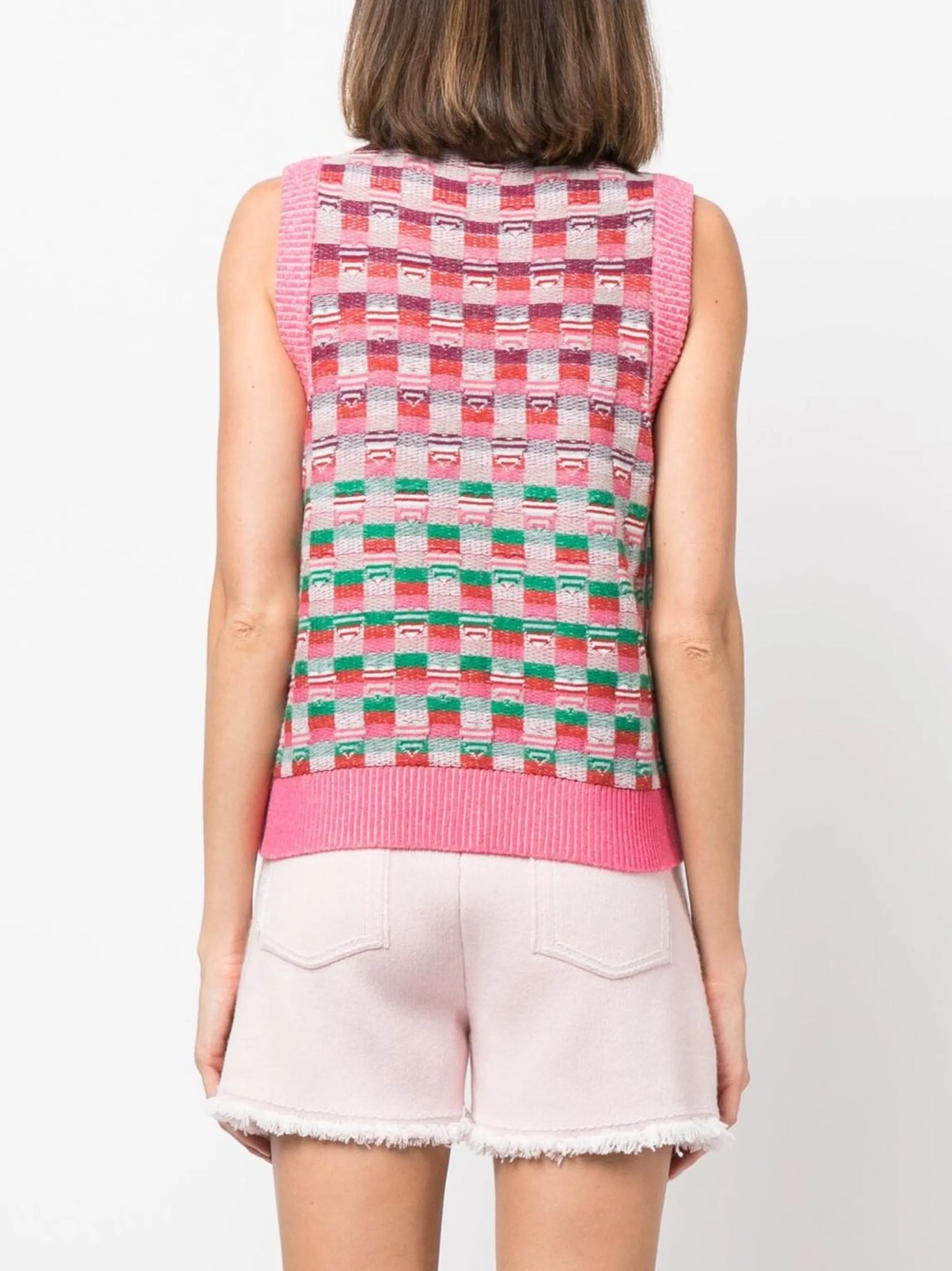 intarsia-knit waistcoat