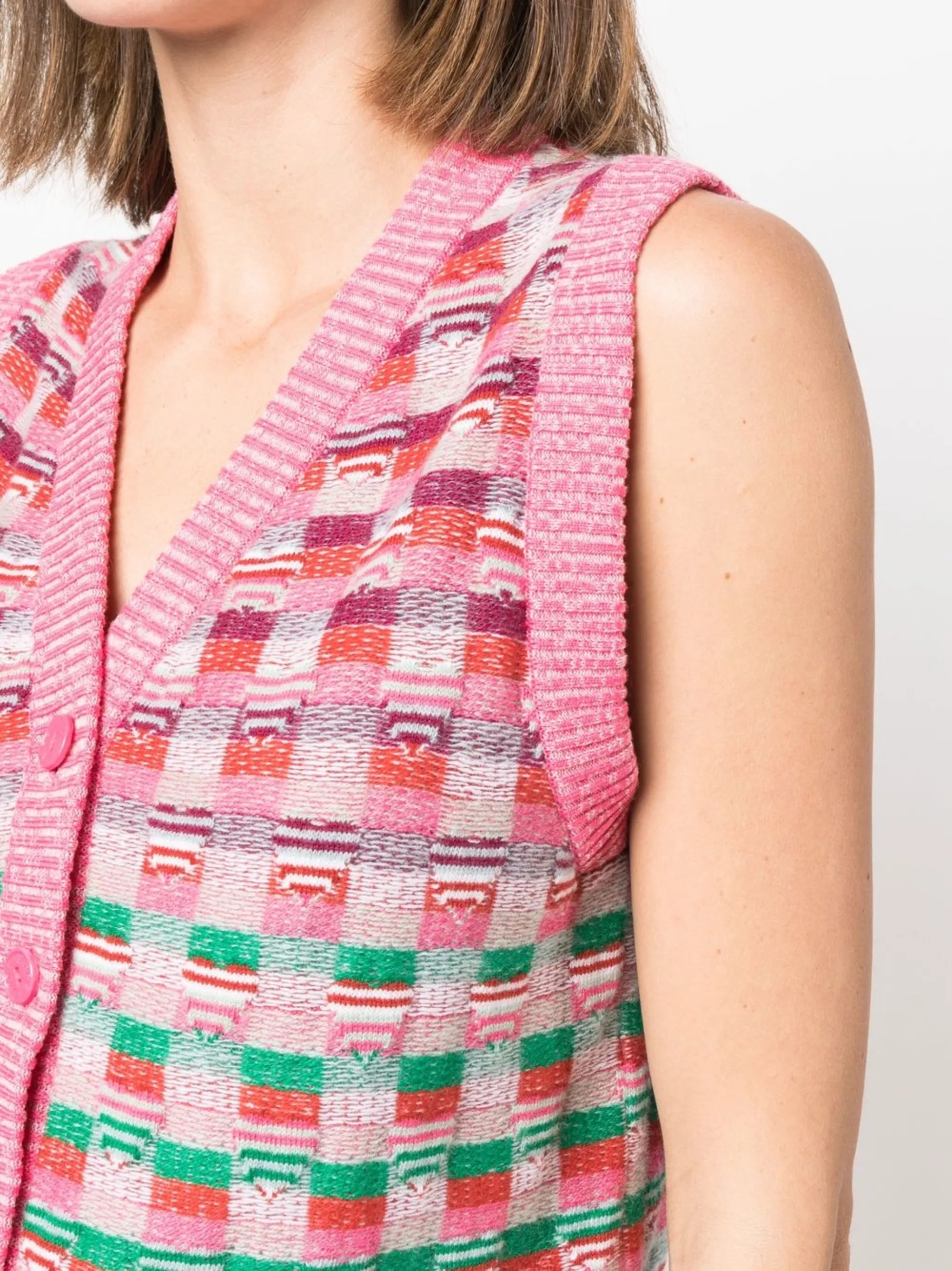 intarsia-knit waistcoat