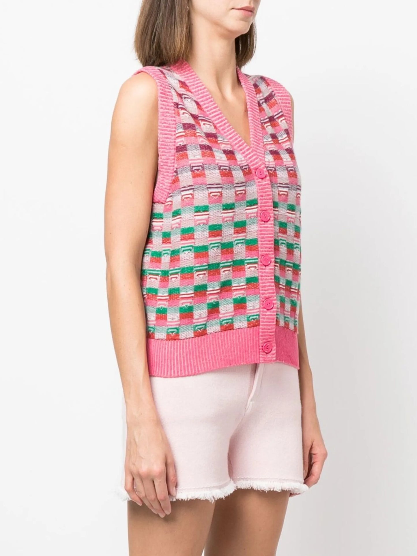 intarsia-knit waistcoat