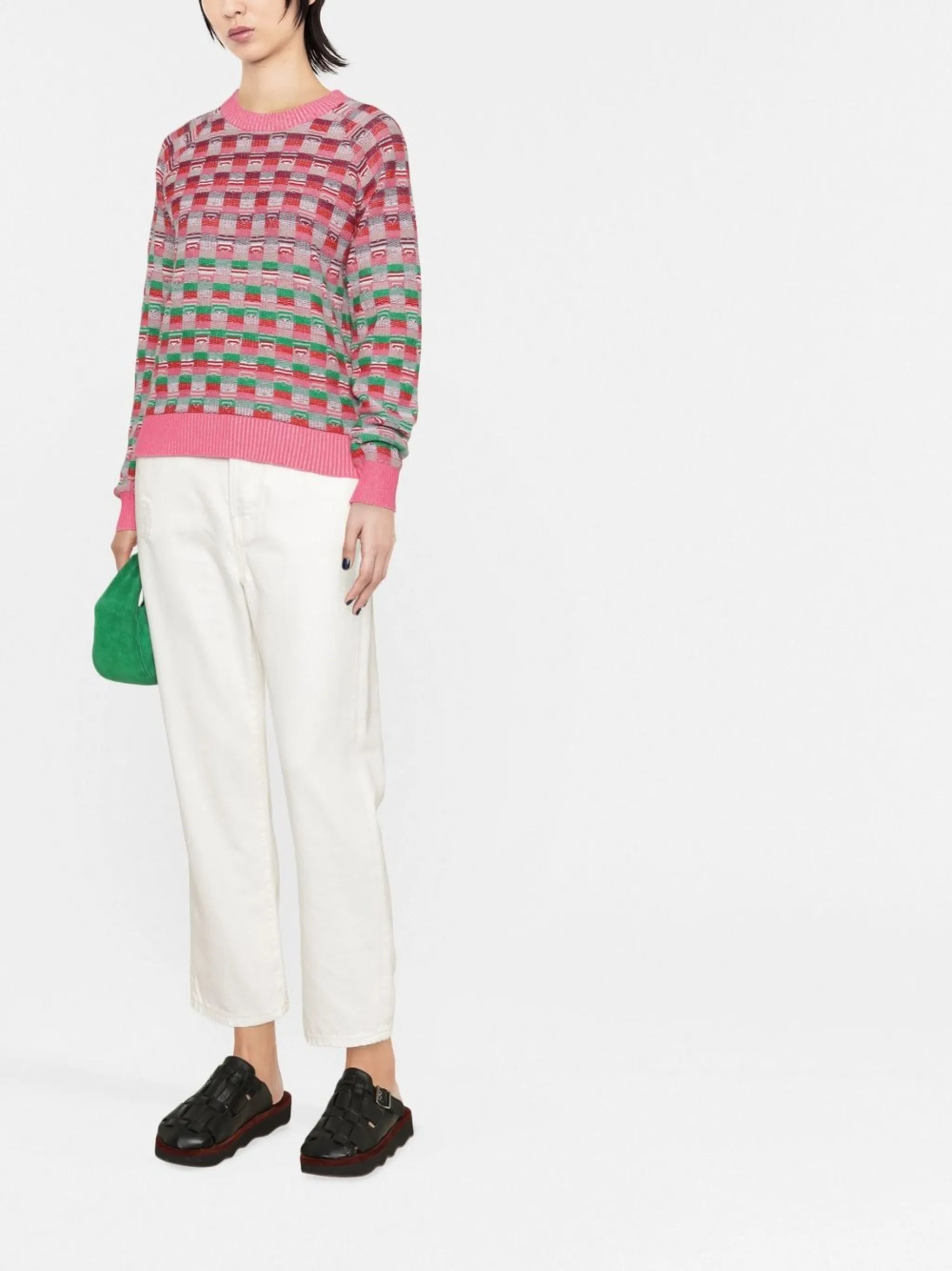 graphic-patterned cashmere-blend jumper