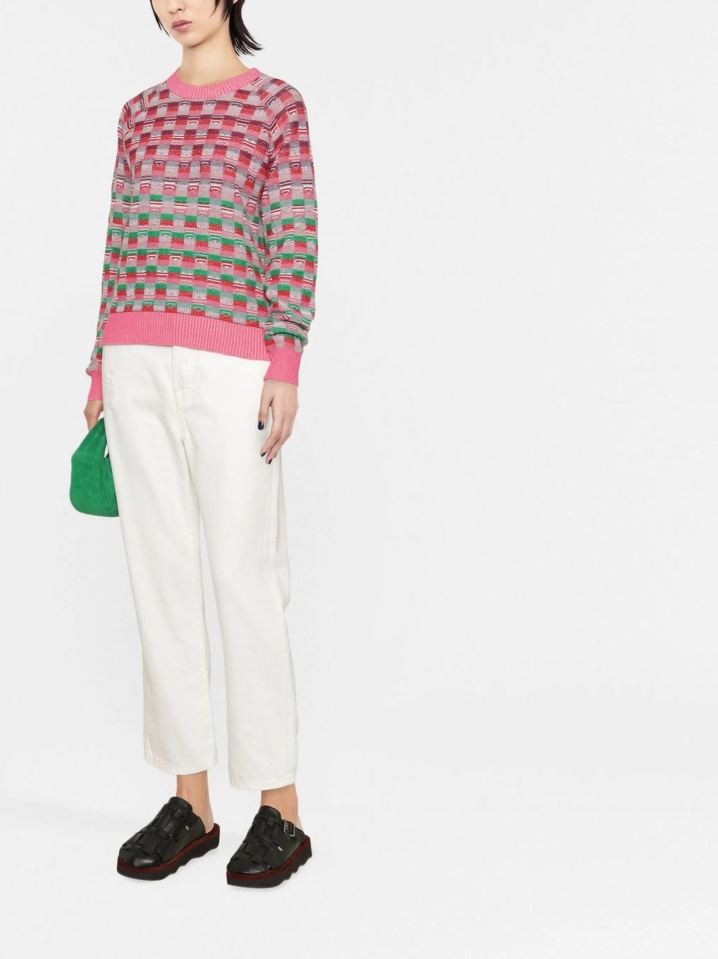 graphic-patterned cashmere-blend jumper
