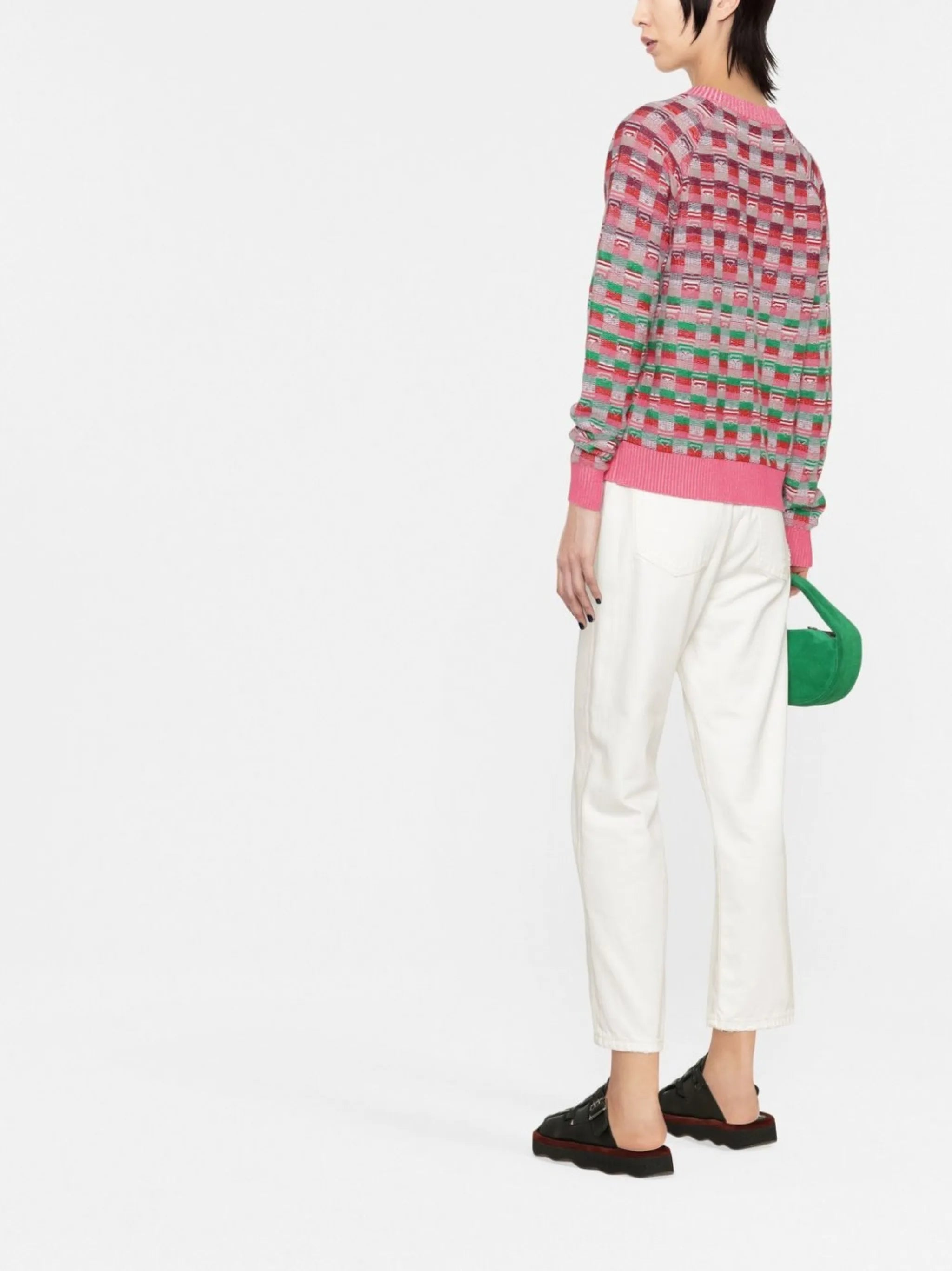 graphic-patterned cashmere-blend jumper