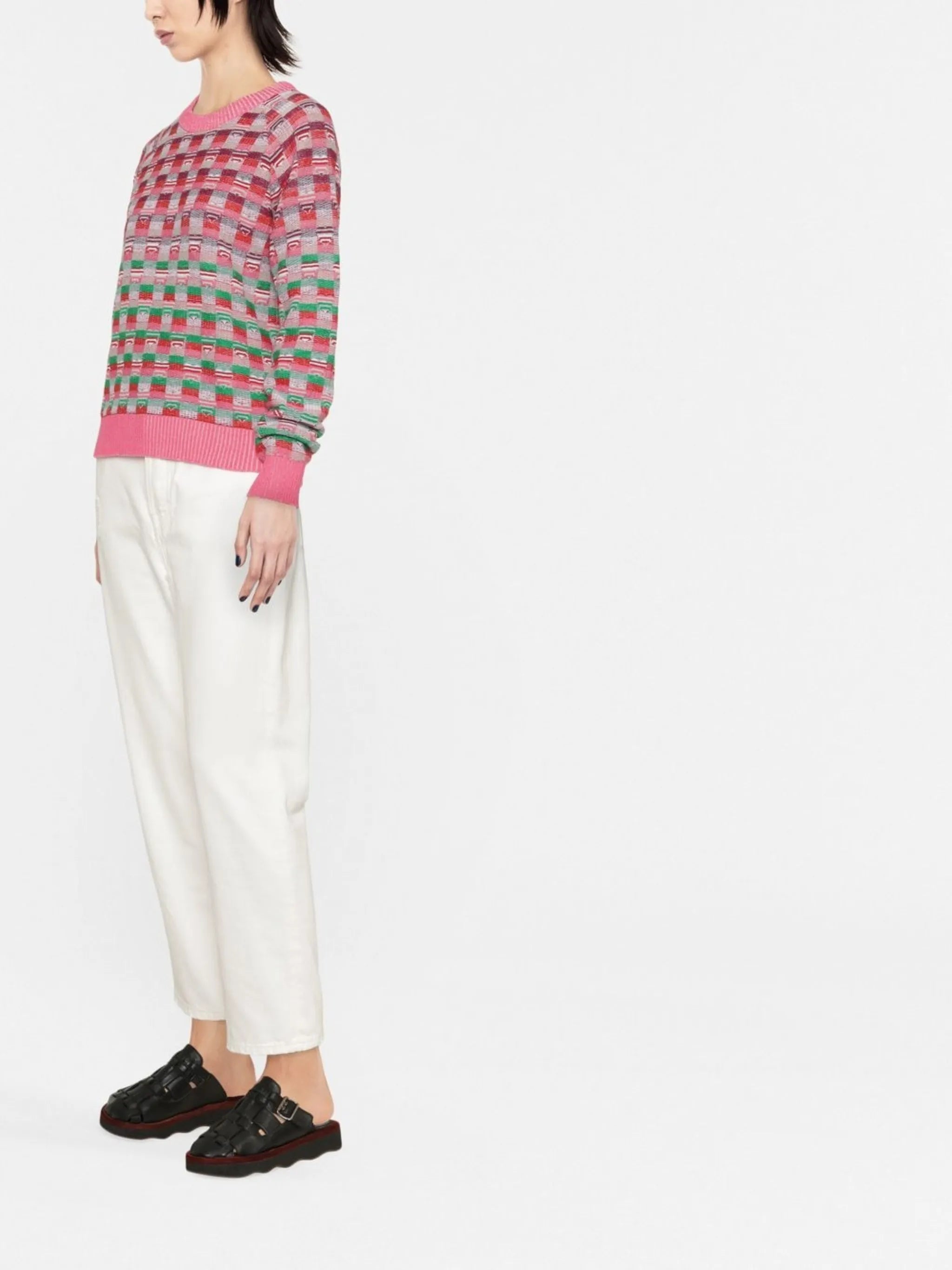graphic-patterned cashmere-blend jumper