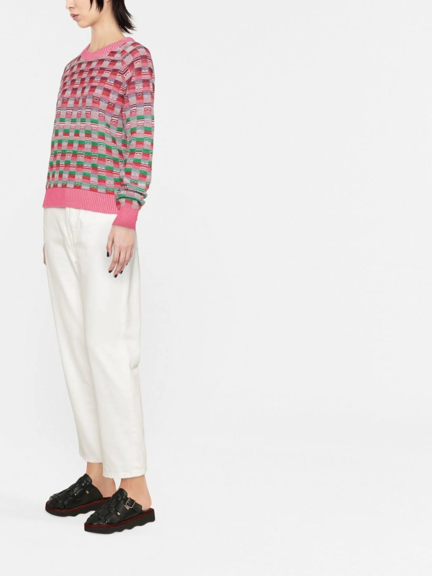 graphic-patterned cashmere-blend jumper
