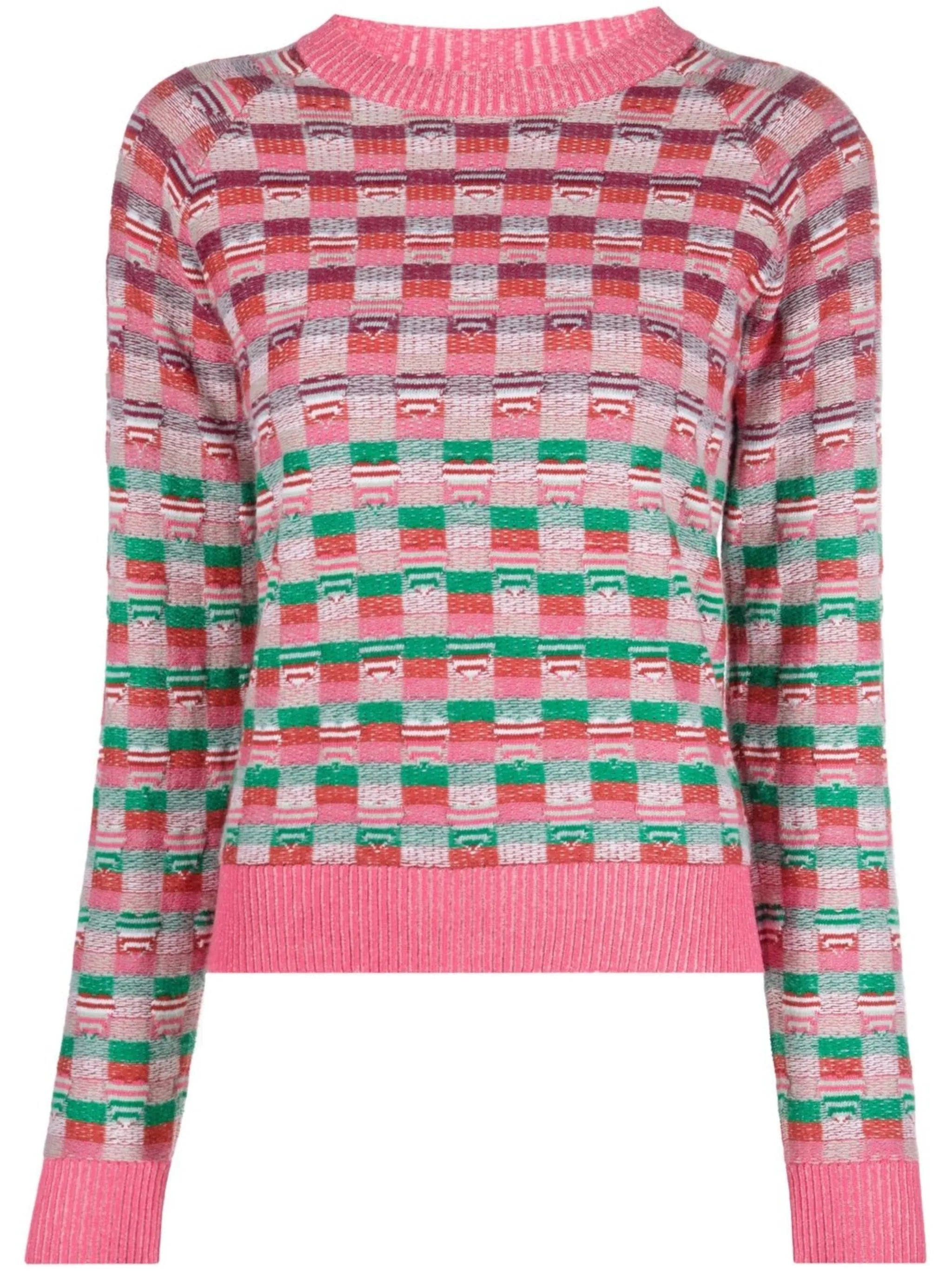 graphic-patterned cashmere-blend jumper