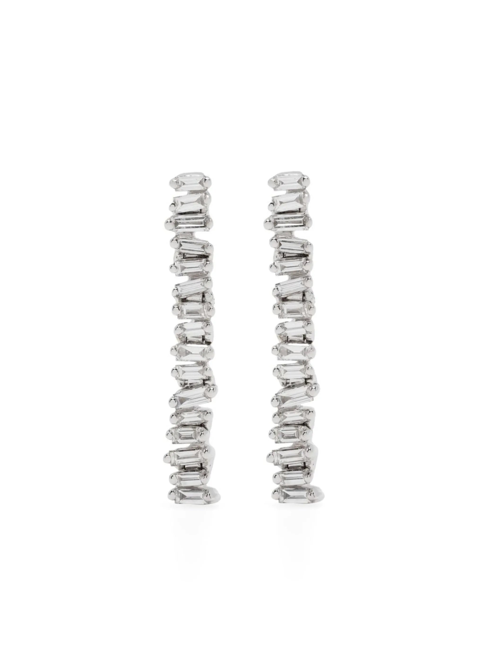 18kt white gold Linear Baby Tennis diamond earrings