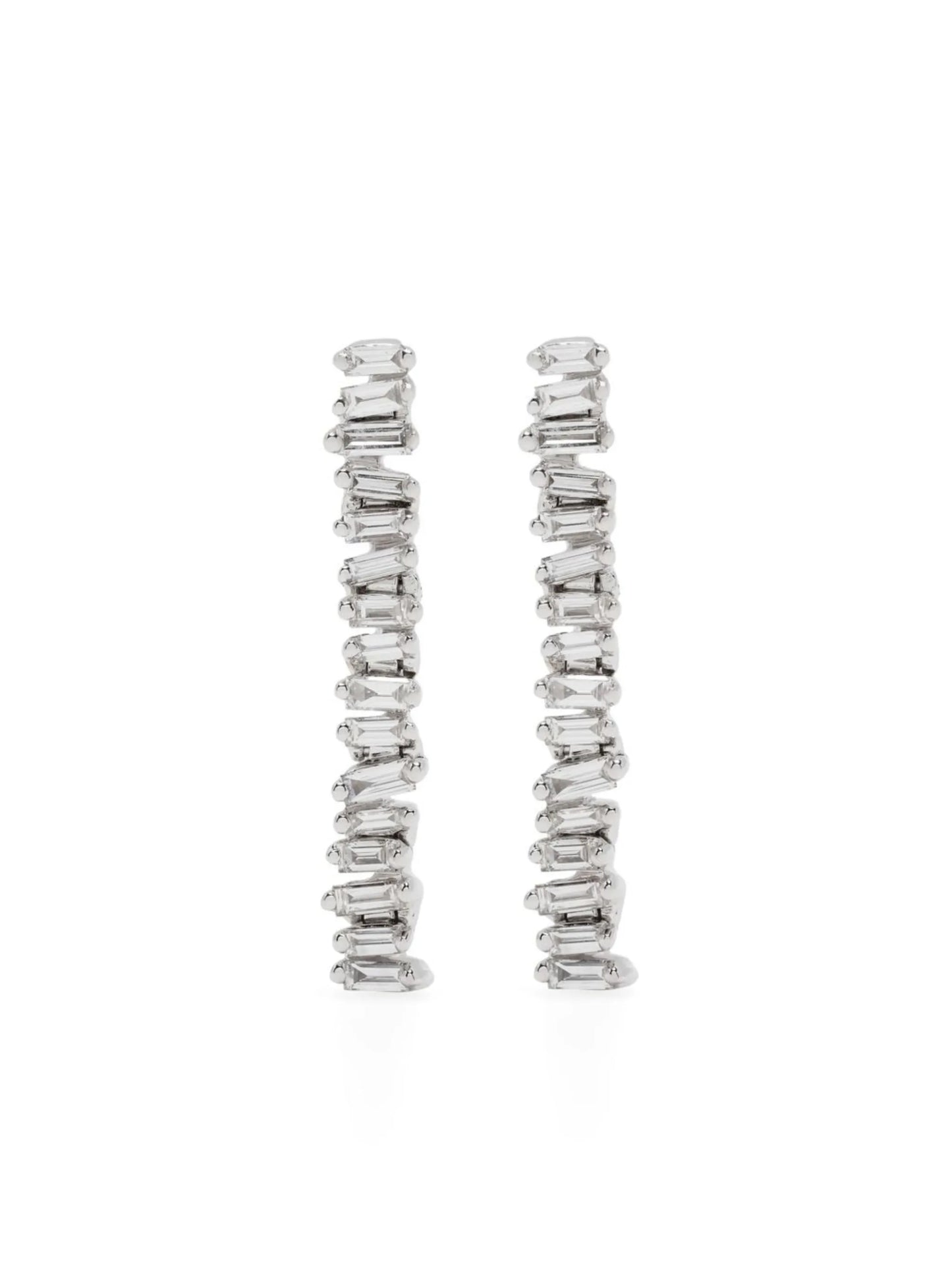 18kt white gold Linear Baby Tennis diamond earrings