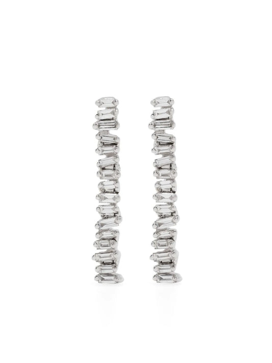 18kt white gold Linear Baby Tennis diamond earrings
