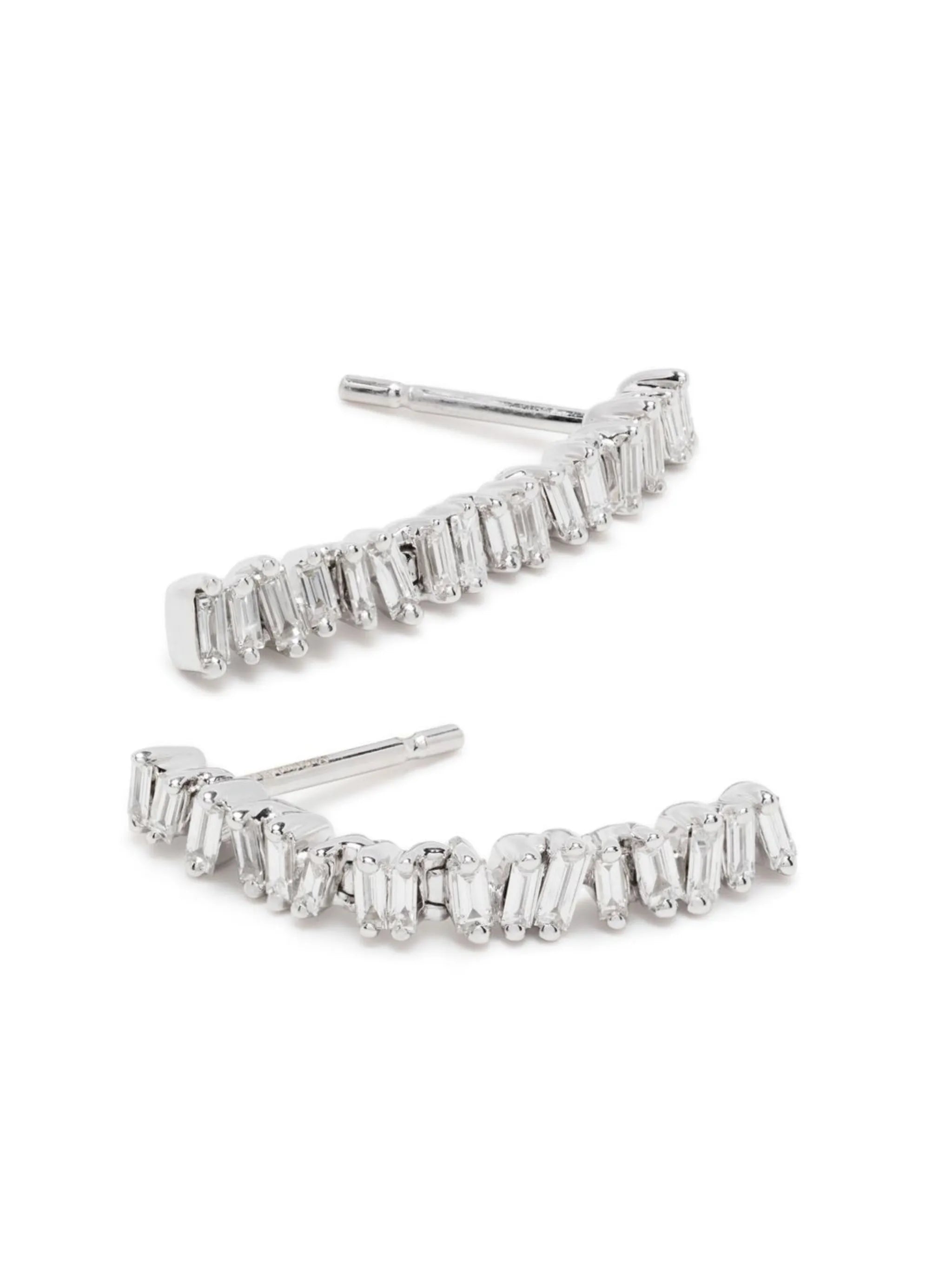 18kt white gold Linear Baby Tennis diamond earrings
