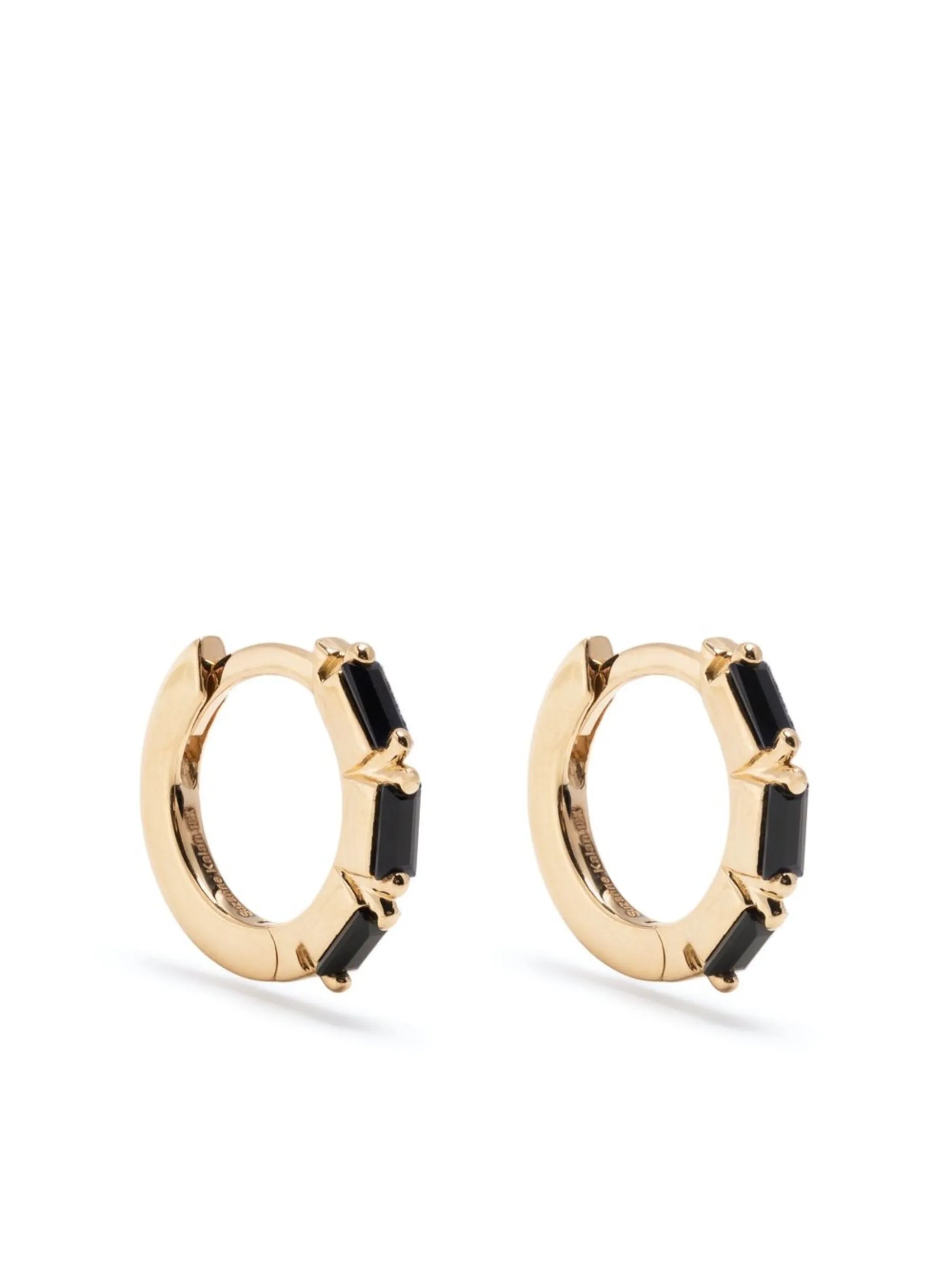 18kt yellow gold sapphire huggie earrings