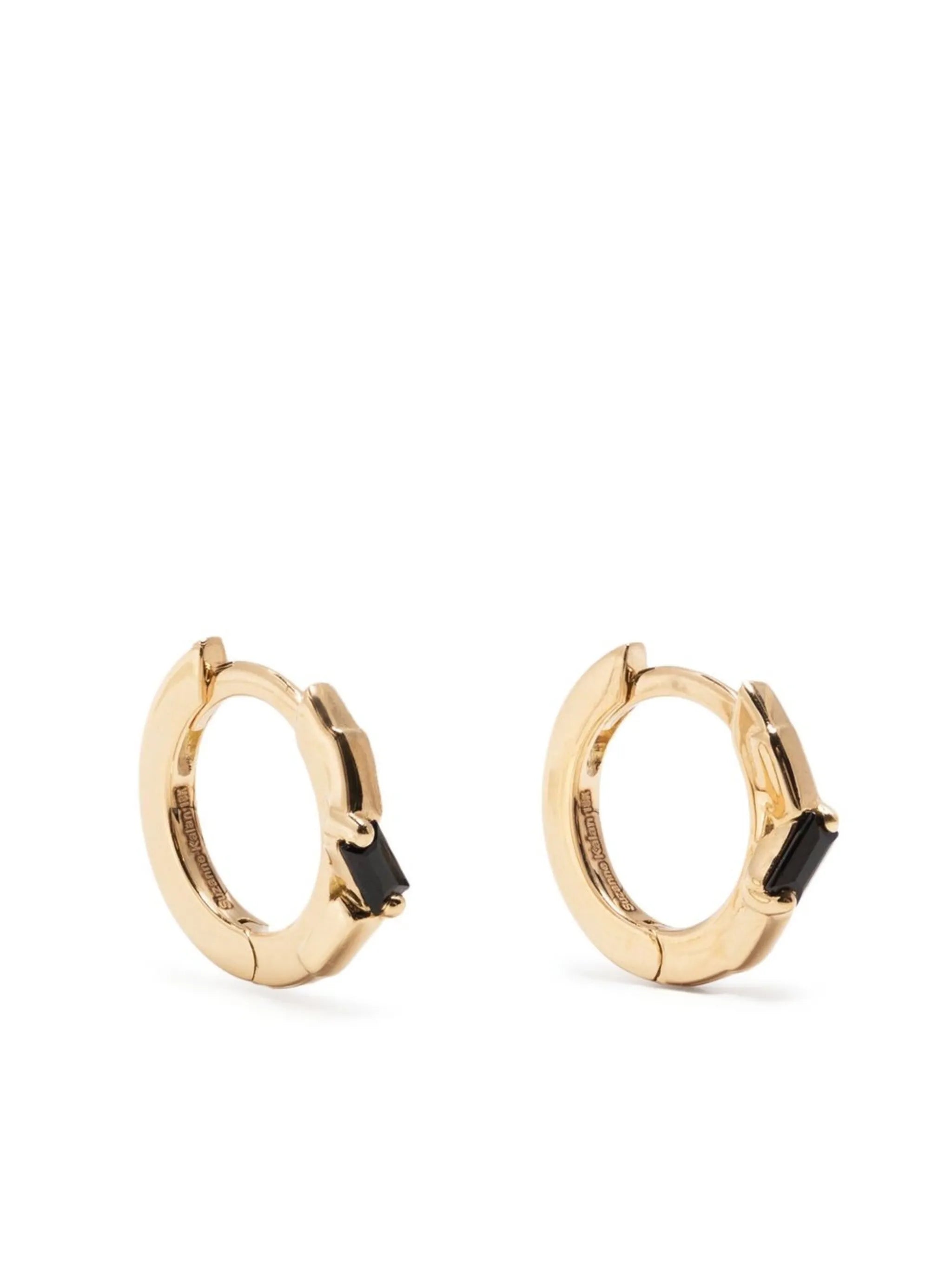 18kt yellow gold sapphire huggie earrings