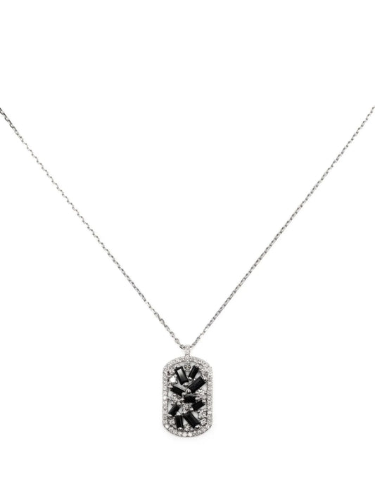 18kt white gold diamond and sapphire necklace