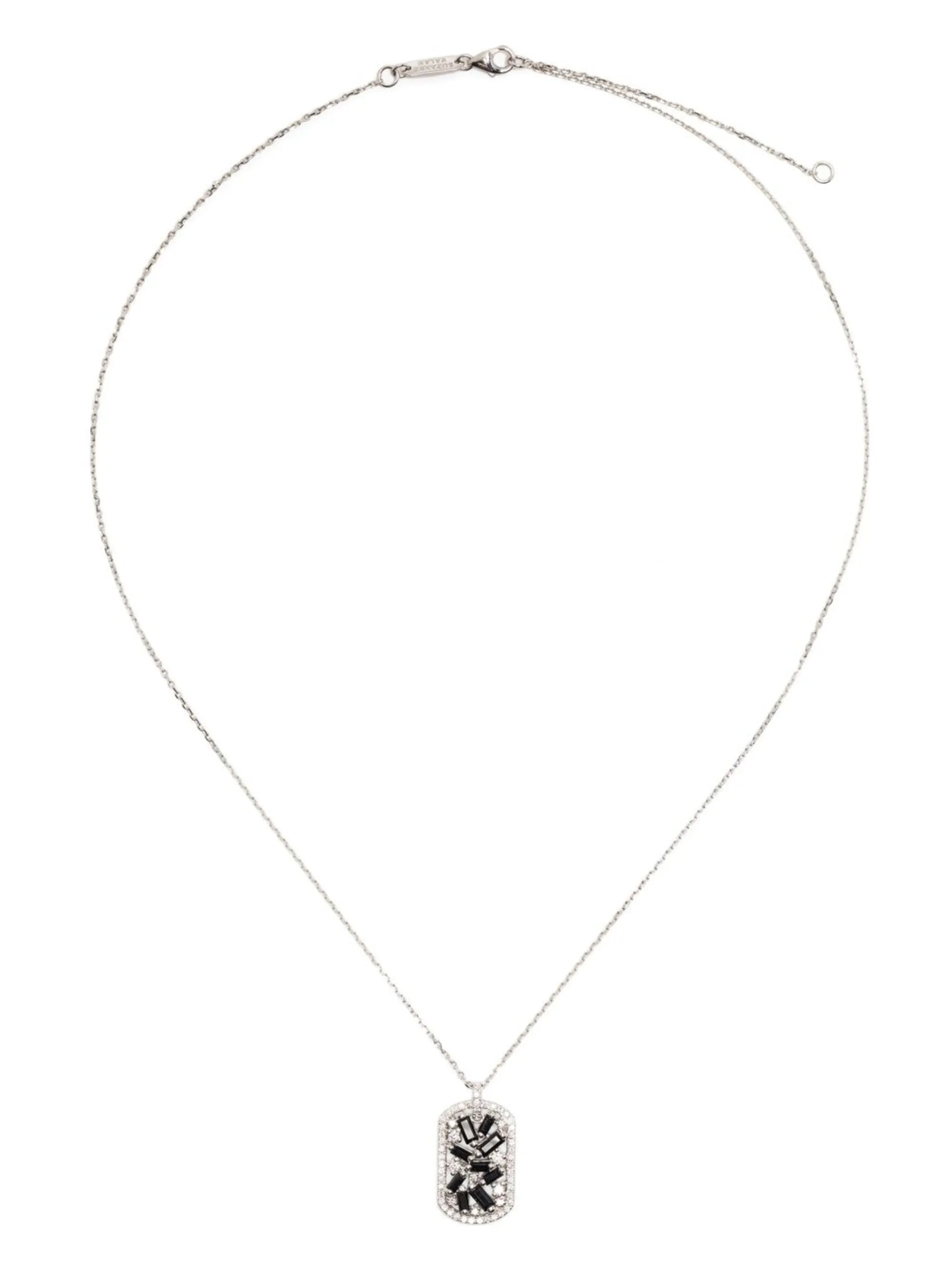 18kt white gold diamond and sapphire necklace