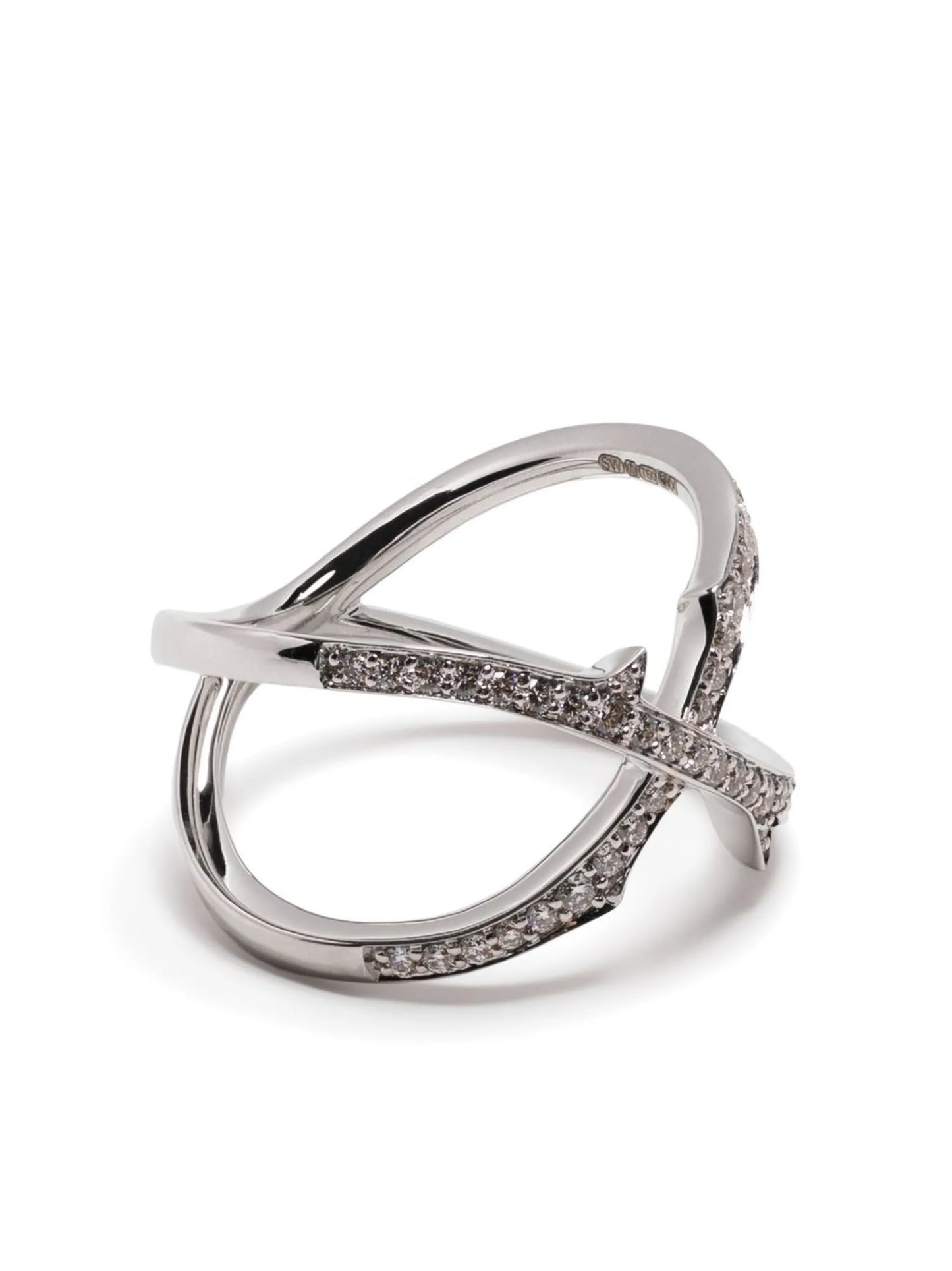 18kt white gold Stem Crossover diamond ring