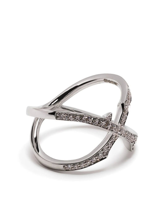18kt white gold Stem Crossover diamond ring