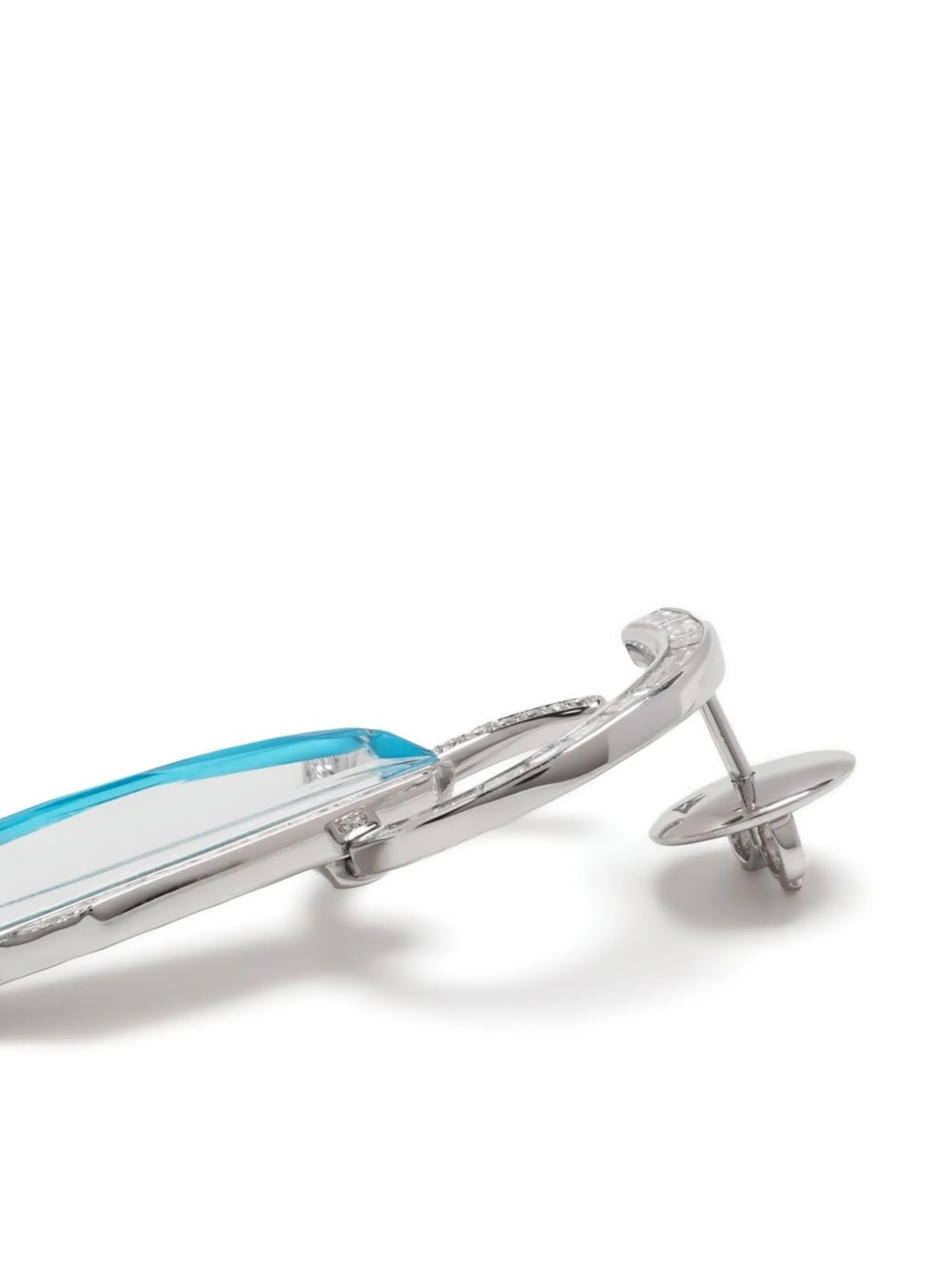 18kt white gold Shard turquoise and diamond hoop earring
