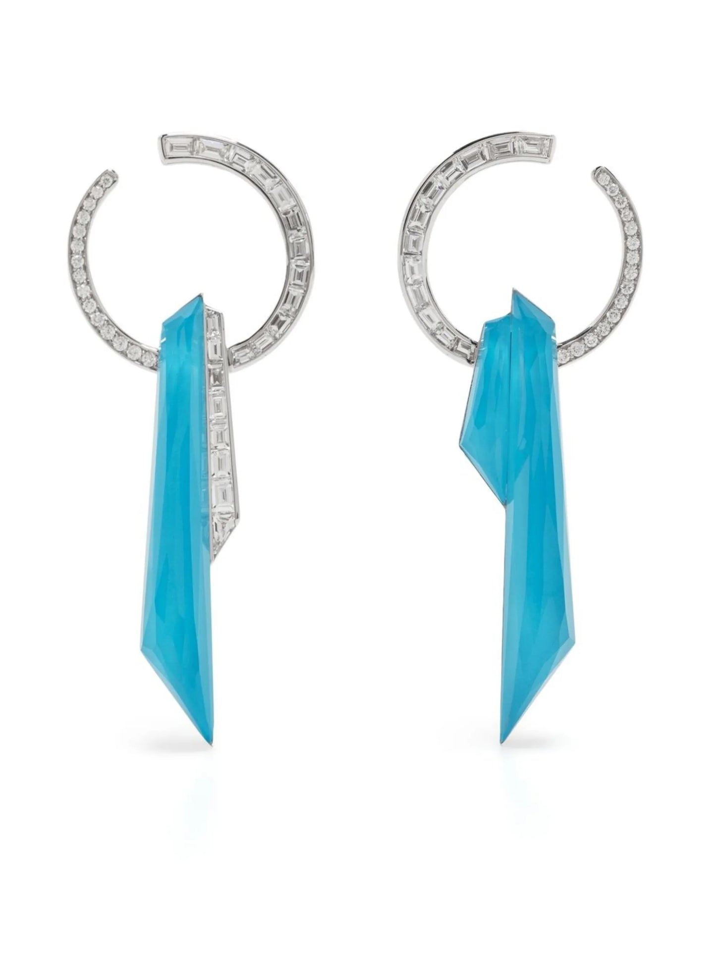 18kt white gold Shard turquoise and diamond hoop earring