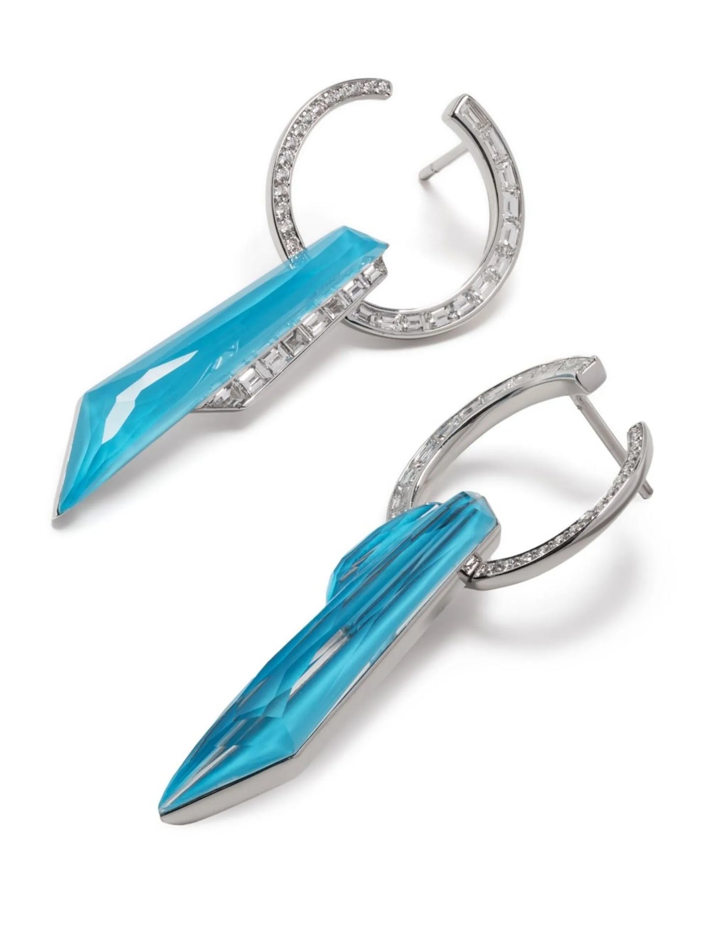 18kt white gold Shard turquoise and diamond hoop earring