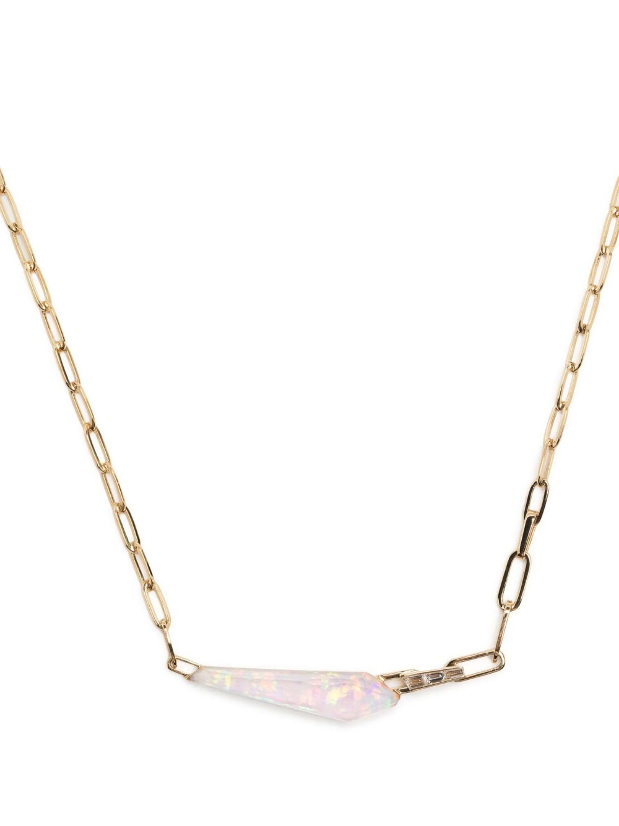 18kt yellow gold Slimline Shard opal diamond necklace
