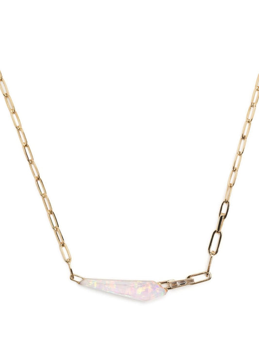 18kt yellow gold Slimline Shard opal diamond necklace
