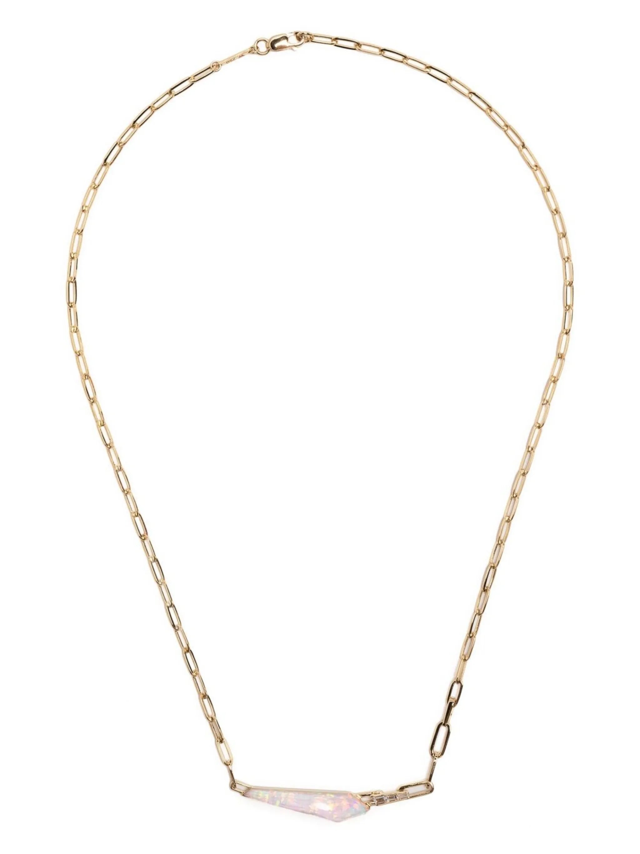 18kt yellow gold Slimline Shard opal diamond necklace