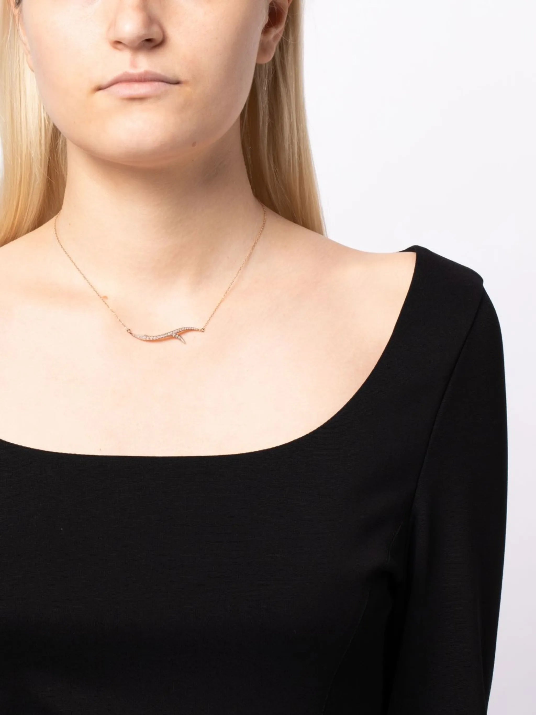18kt rose gold Thorn Stem diamond pendant necklace