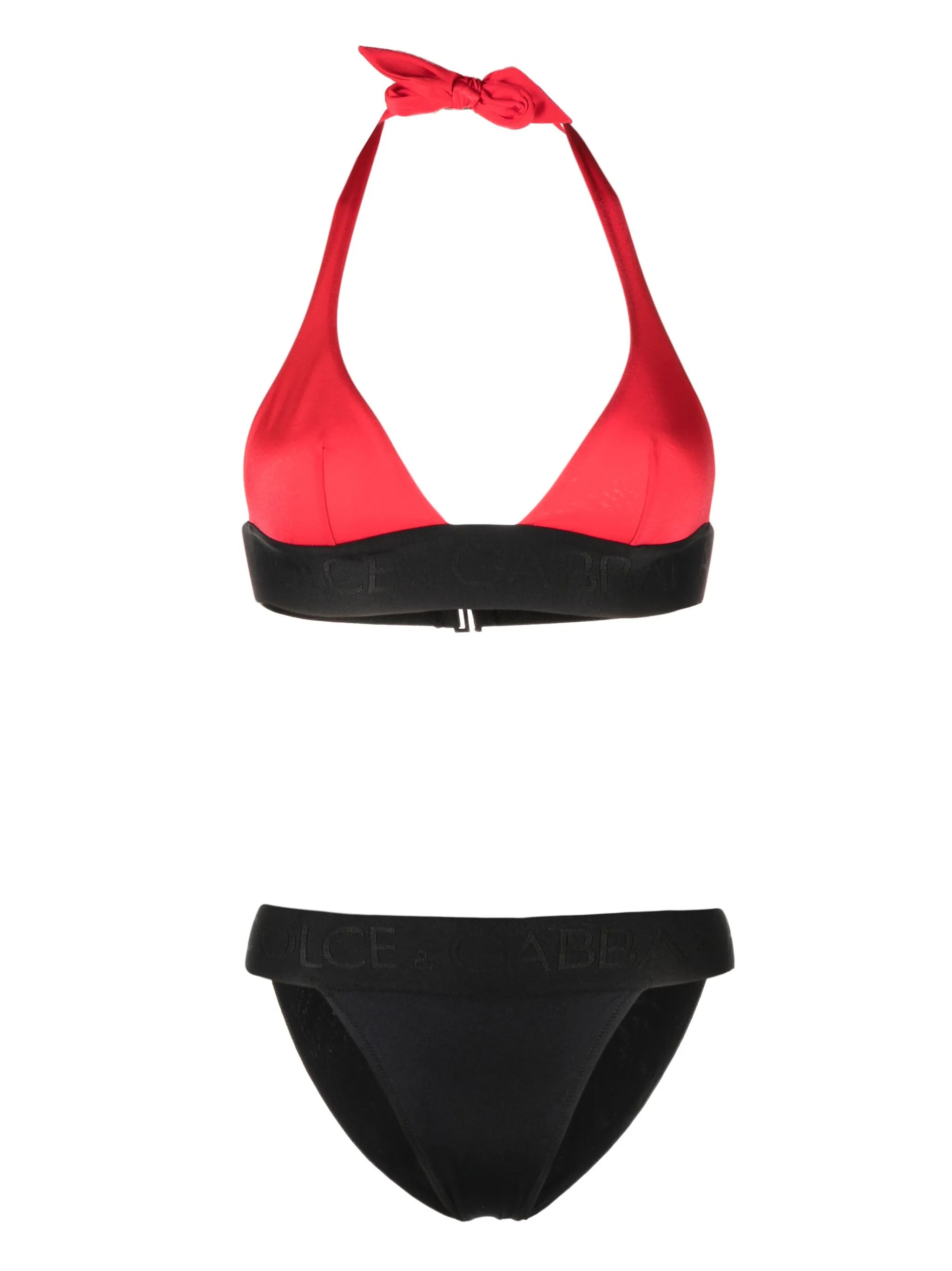 logo-waist halterneck bikini