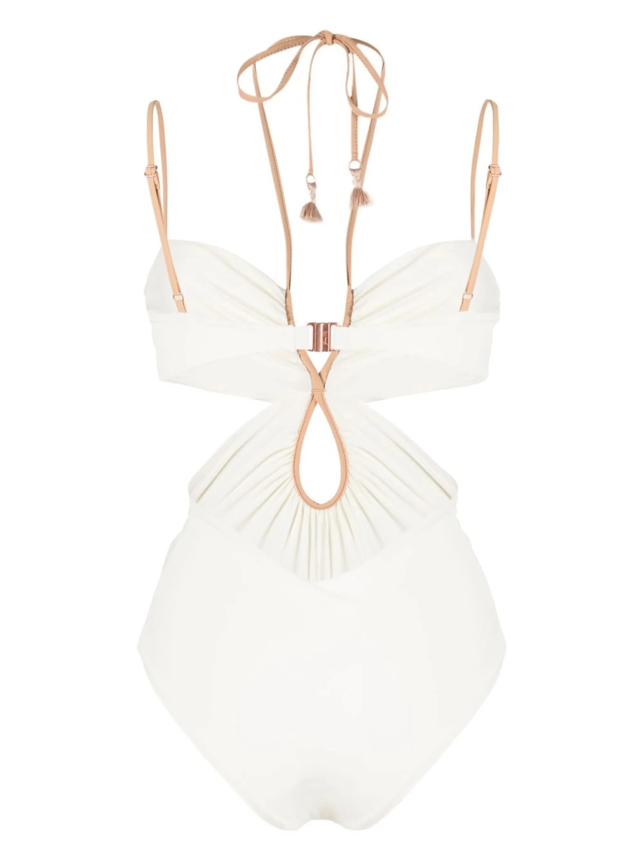 halterneck cut-out side one-piece