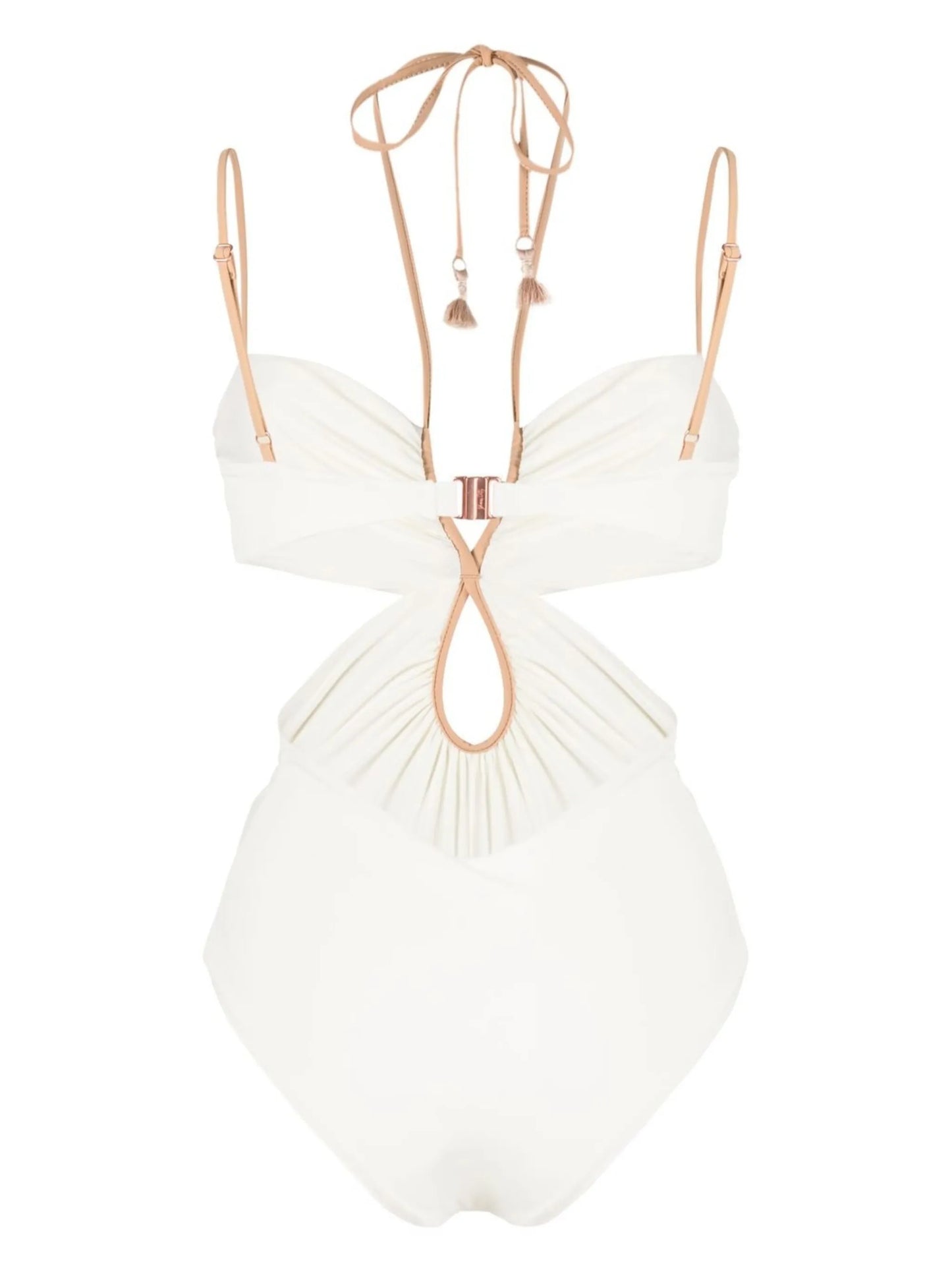 halterneck cut-out side one-piece